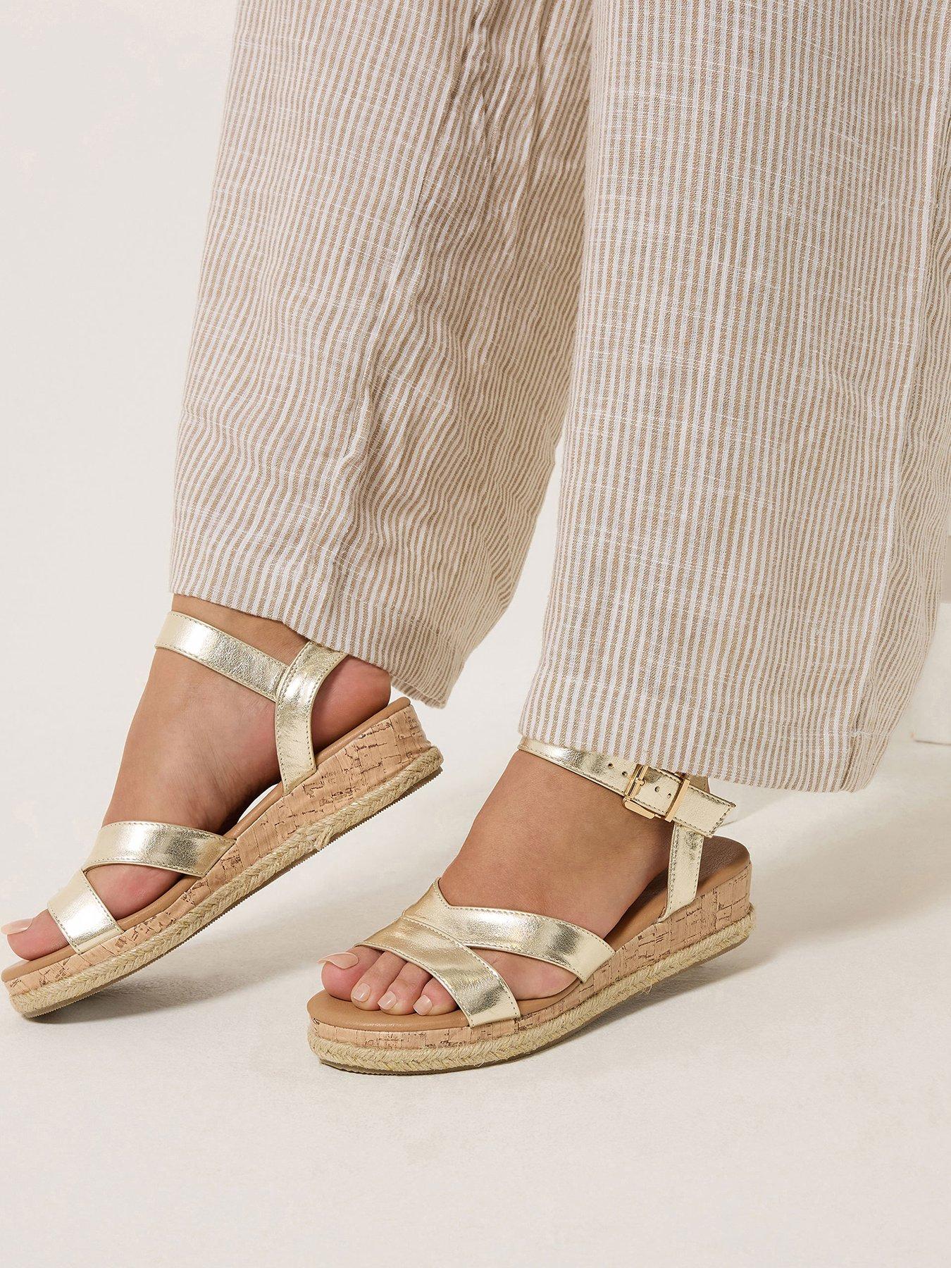 Yours Extra Wide Fit V Cut Plaited Wedges