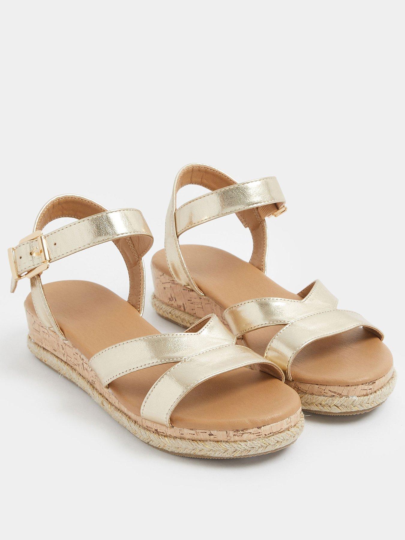 Image 2 of 4 of Yours Wide Fit V Cut Plaited Wedges