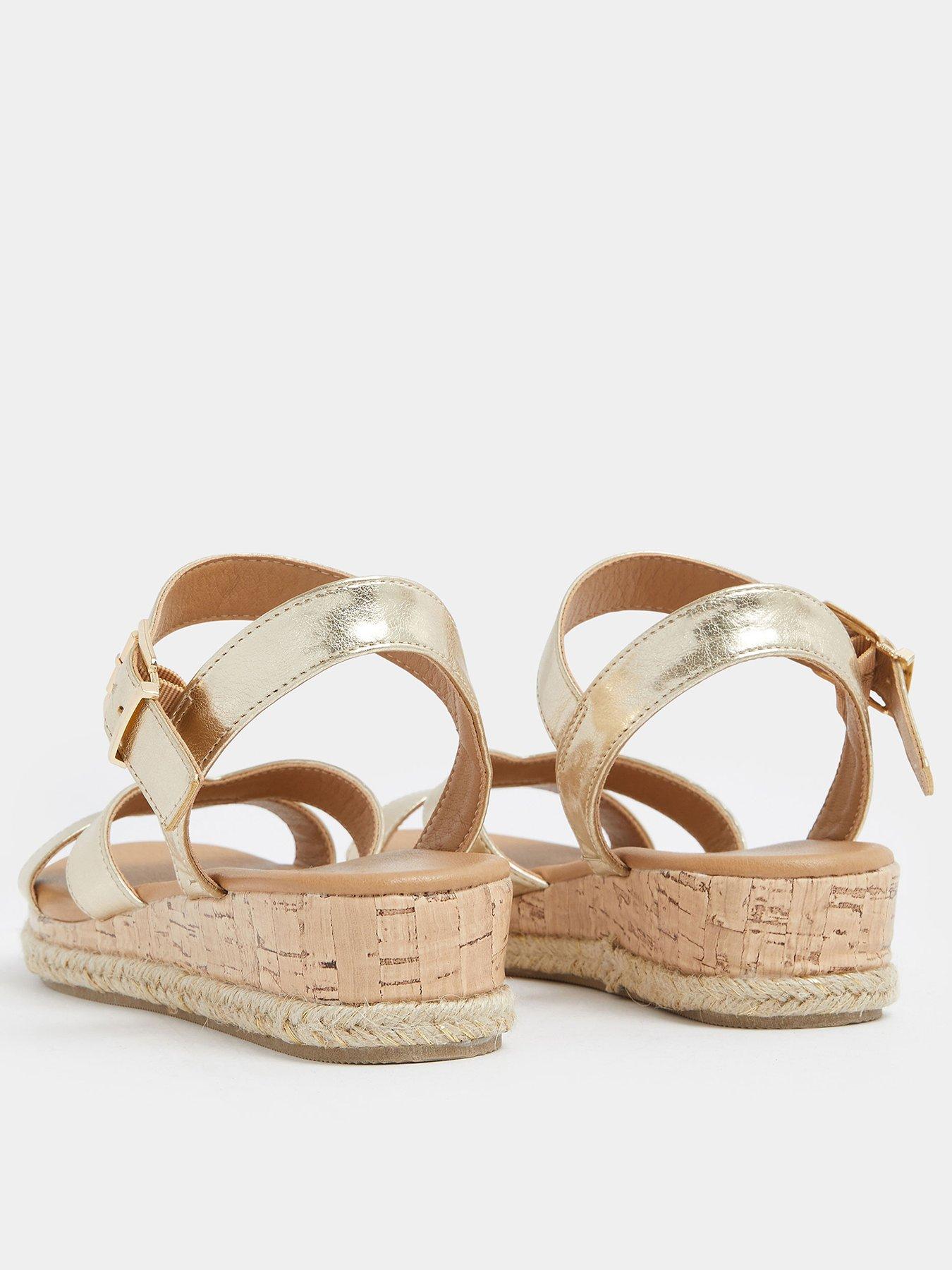 Image 3 of 4 of Yours Wide Fit V Cut Plaited Wedges