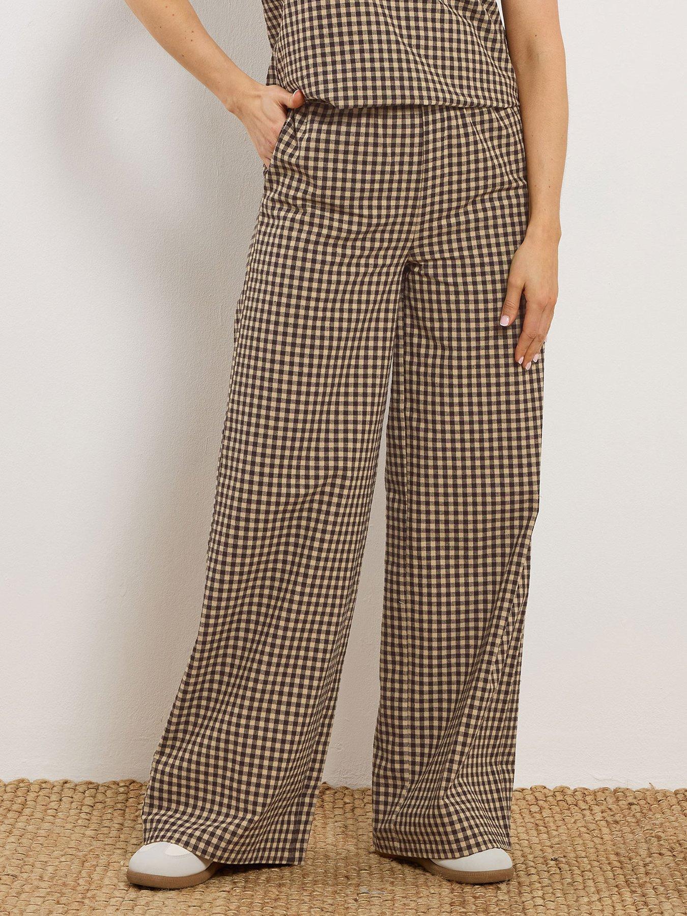 Long Tall Sally Tall Gingham Wide Leg Trousers 34"