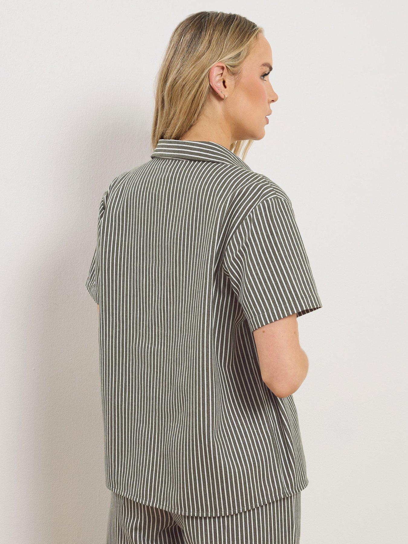 Image 2 of 6 of Long Tall Sally Stripe Button Shirt - Green