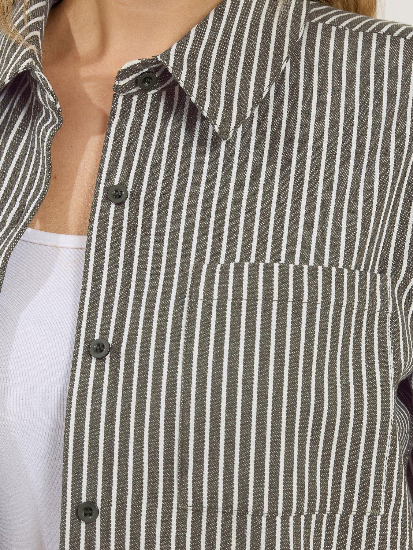 Image 5 of 6 of Long Tall Sally Stripe Button Shirt - Green