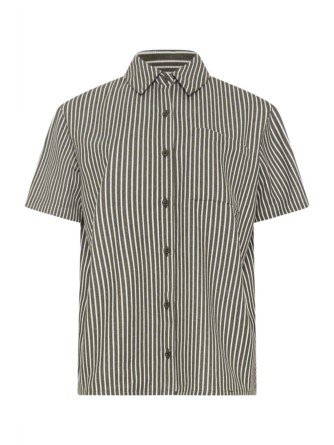Image 6 of 6 of Long Tall Sally Stripe Button Shirt - Green