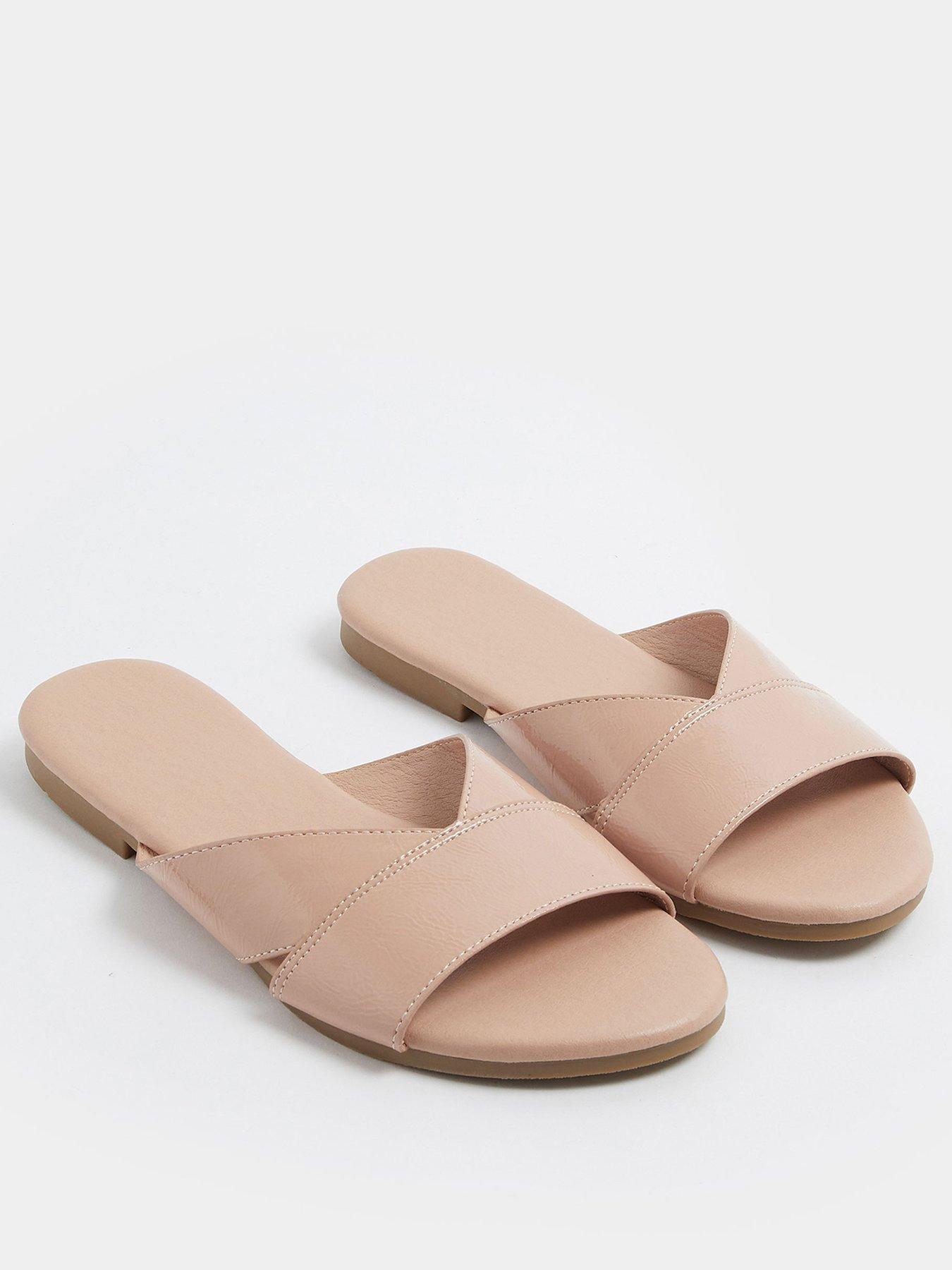 Image 2 of 3 of Yours Wide Fit V Cut Mules - Cream