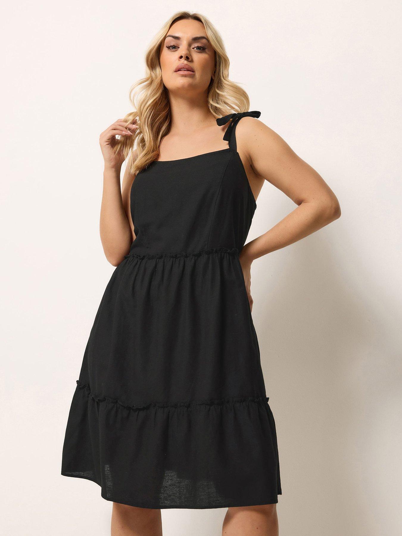Yours Curve Linen Tiered Smock Dress