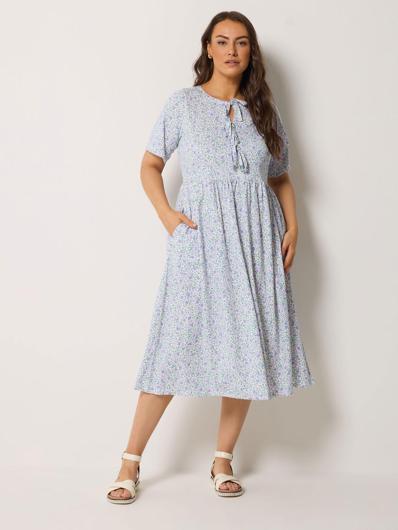 Image 4 of 4 of Yours Curve Bow Print Throw On Dress