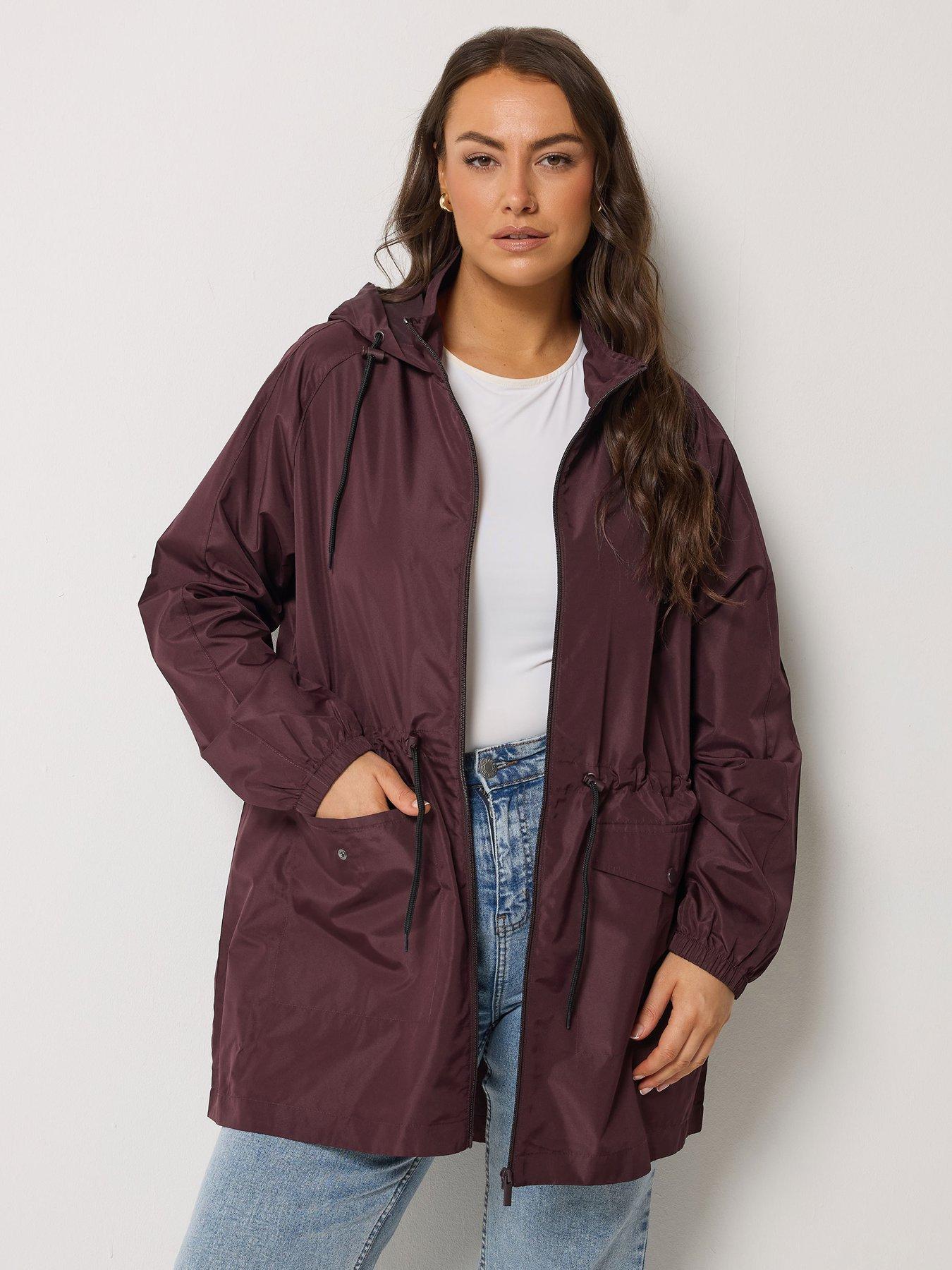 Yours Curve Solid Lightweight Parka - Purple