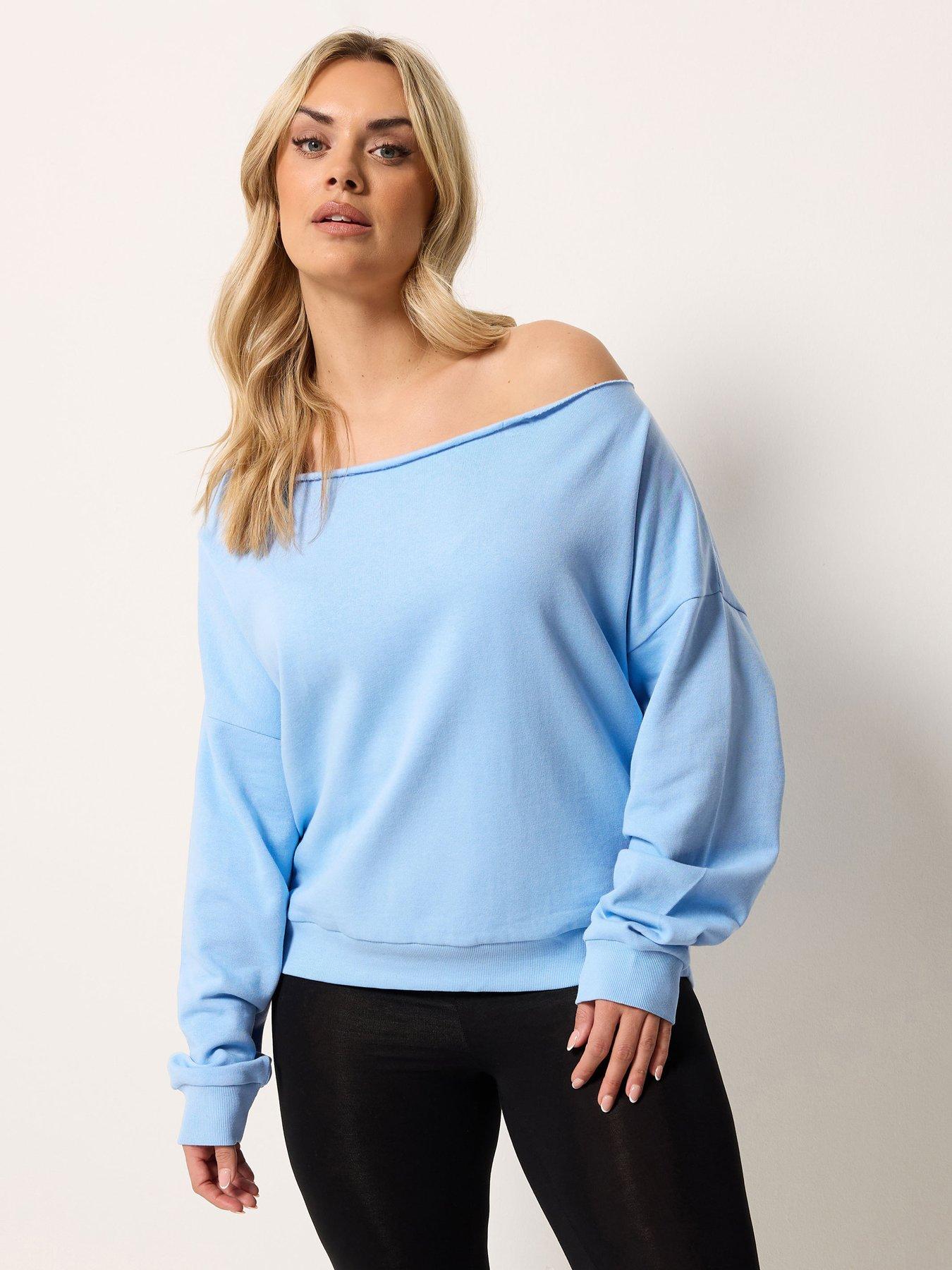 Image 1 of 5 of Yours Curve Off The Shoulder Sweatshirt - Blue