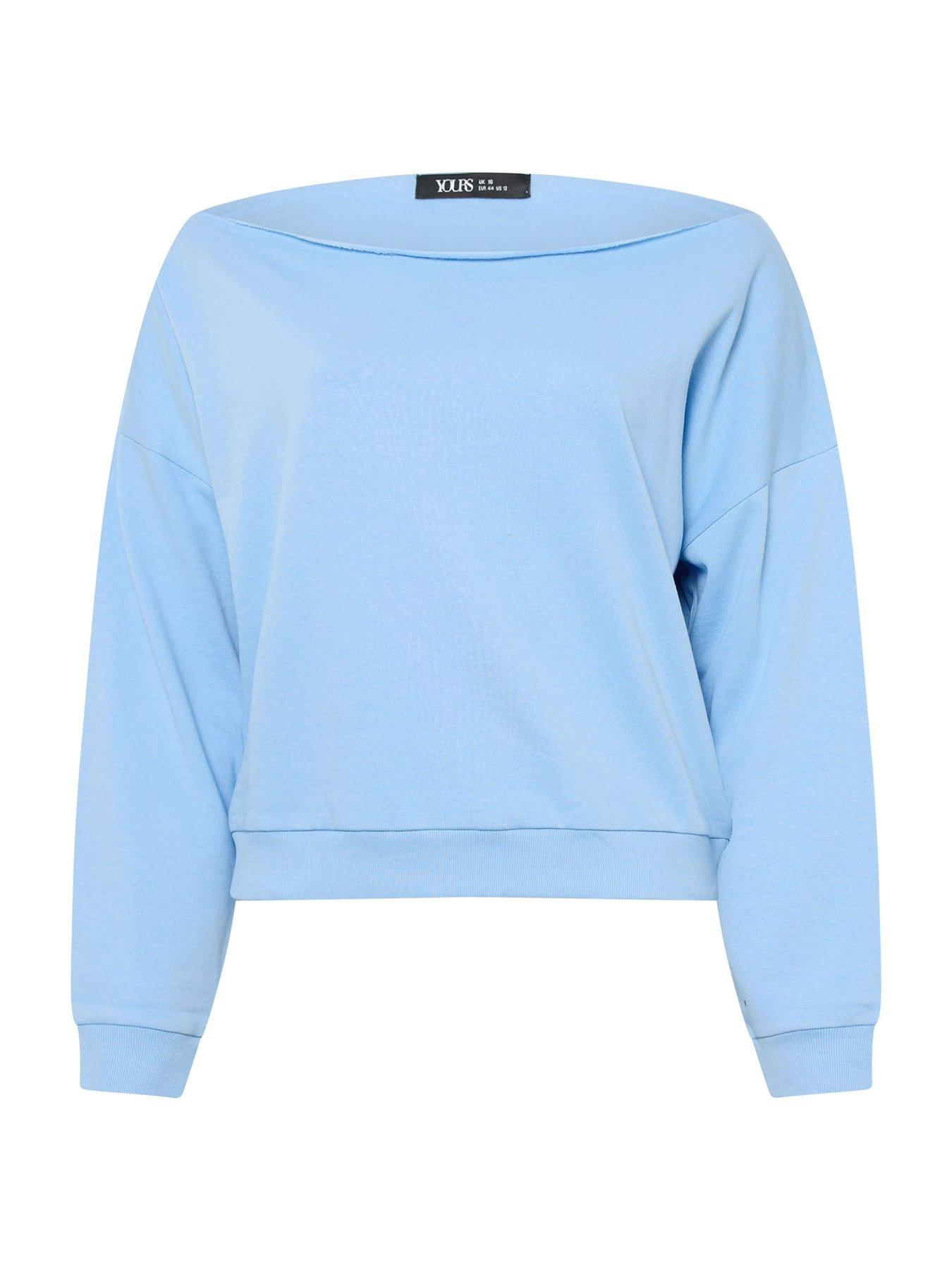 Image 5 of 5 of Yours Curve Off The Shoulder Sweatshirt - Blue