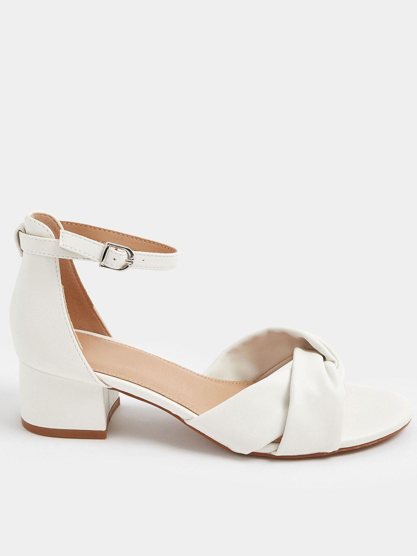 Yours Wide Fit Low Twist Almond Block Heel - White