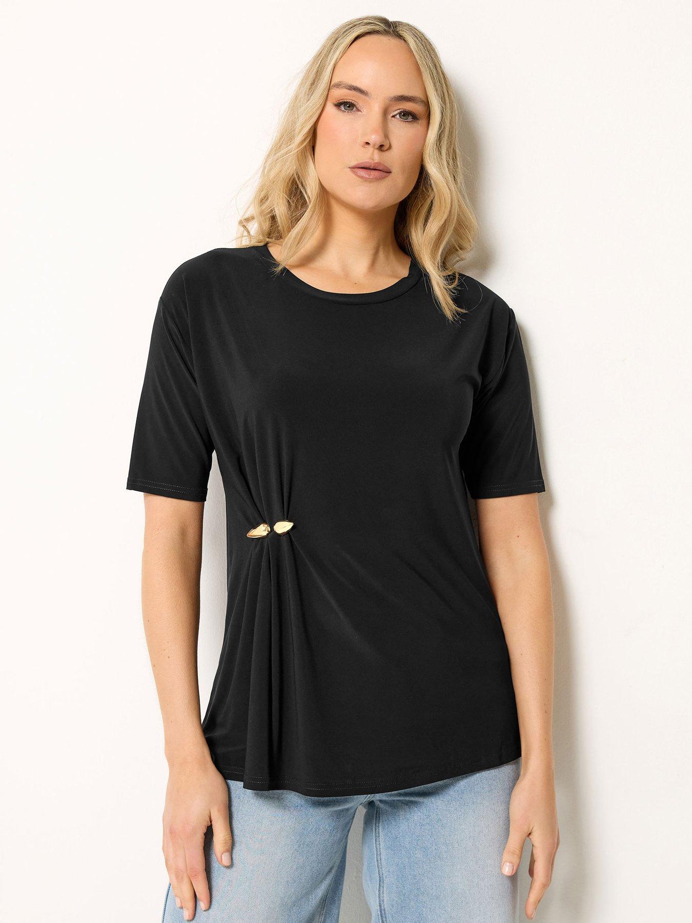 Long Tall Sally Oversized Metal Detail T-Shirt - Black