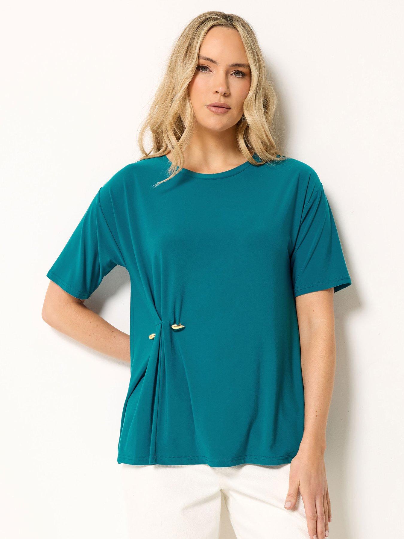 Long Tall Sally Oversized Metal Detail T-Shirt - Blue