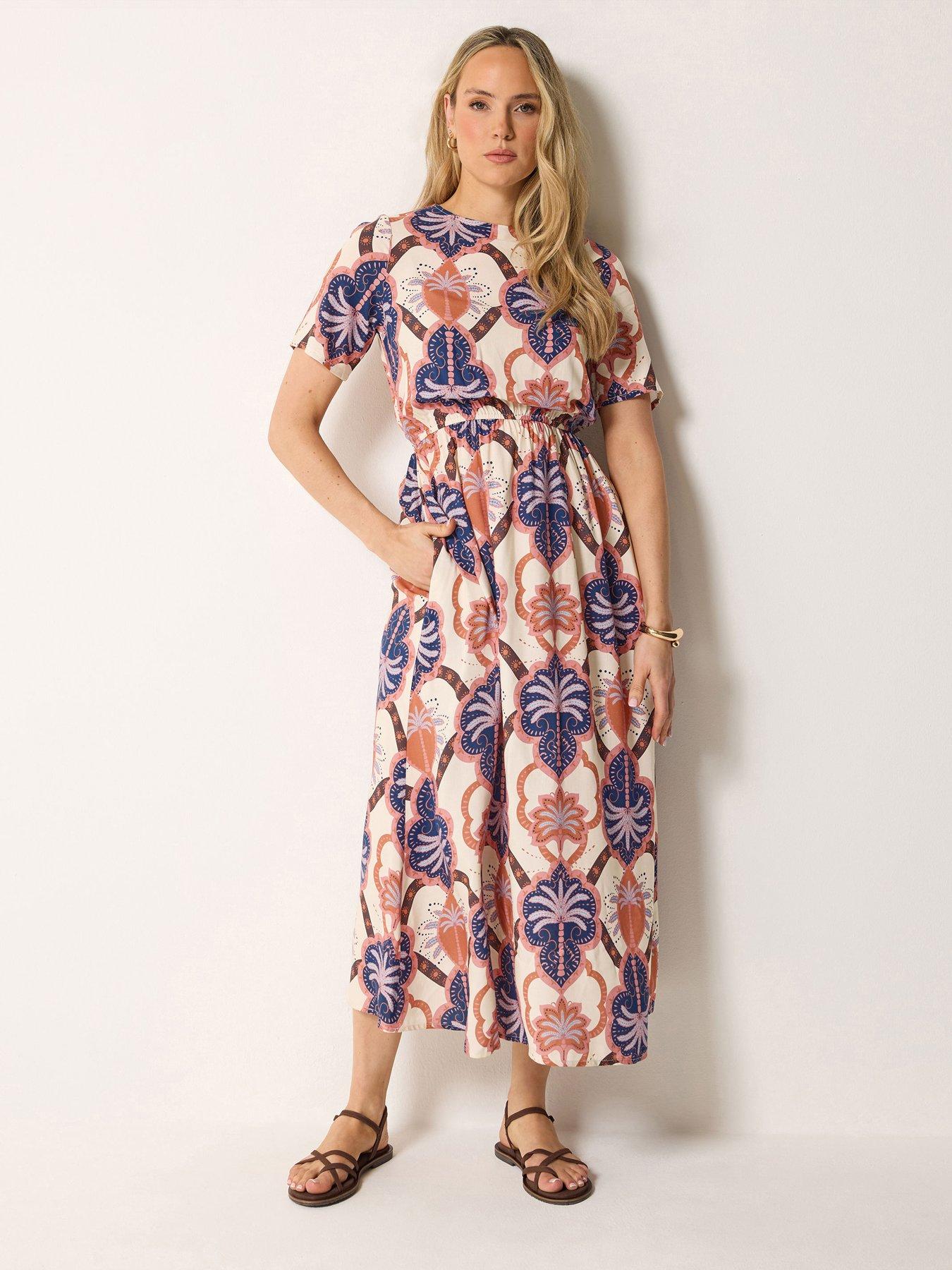 Long Tall Sally Tall Tropical Waist Midi T-Shirt Dress