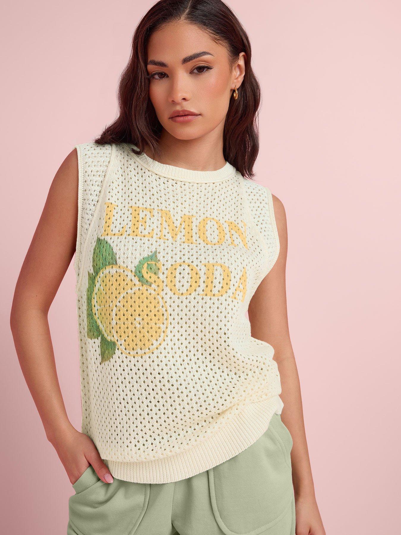 Image 1 of 5 of PixieGirl Petite Lemon Crochet Tank Top