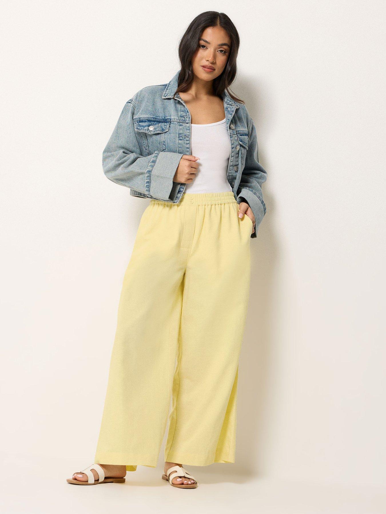 pixiegirl-petite-button-wide-leg-trousers-yellowback
