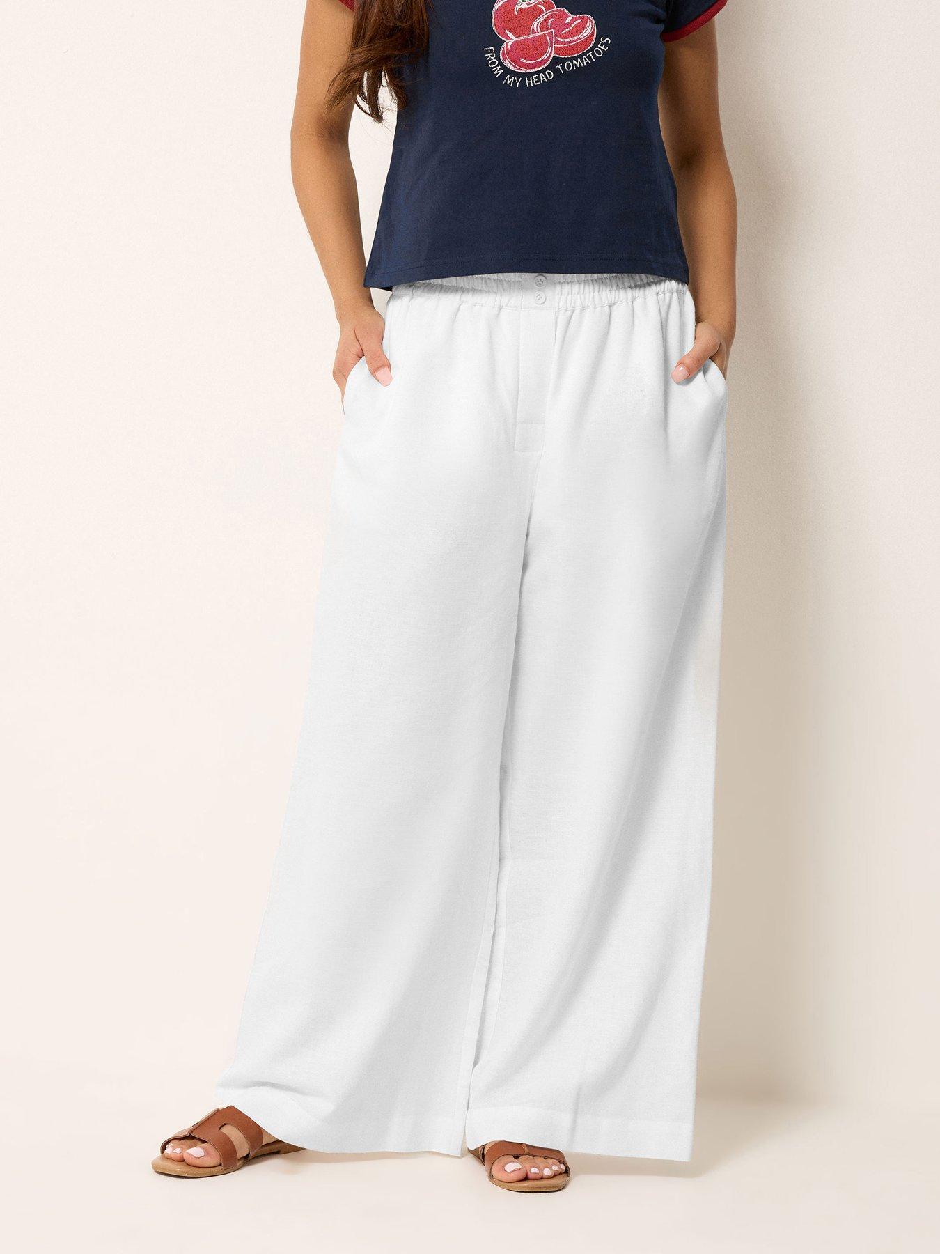 PixieGirl Petite Button Wide Leg Trousers