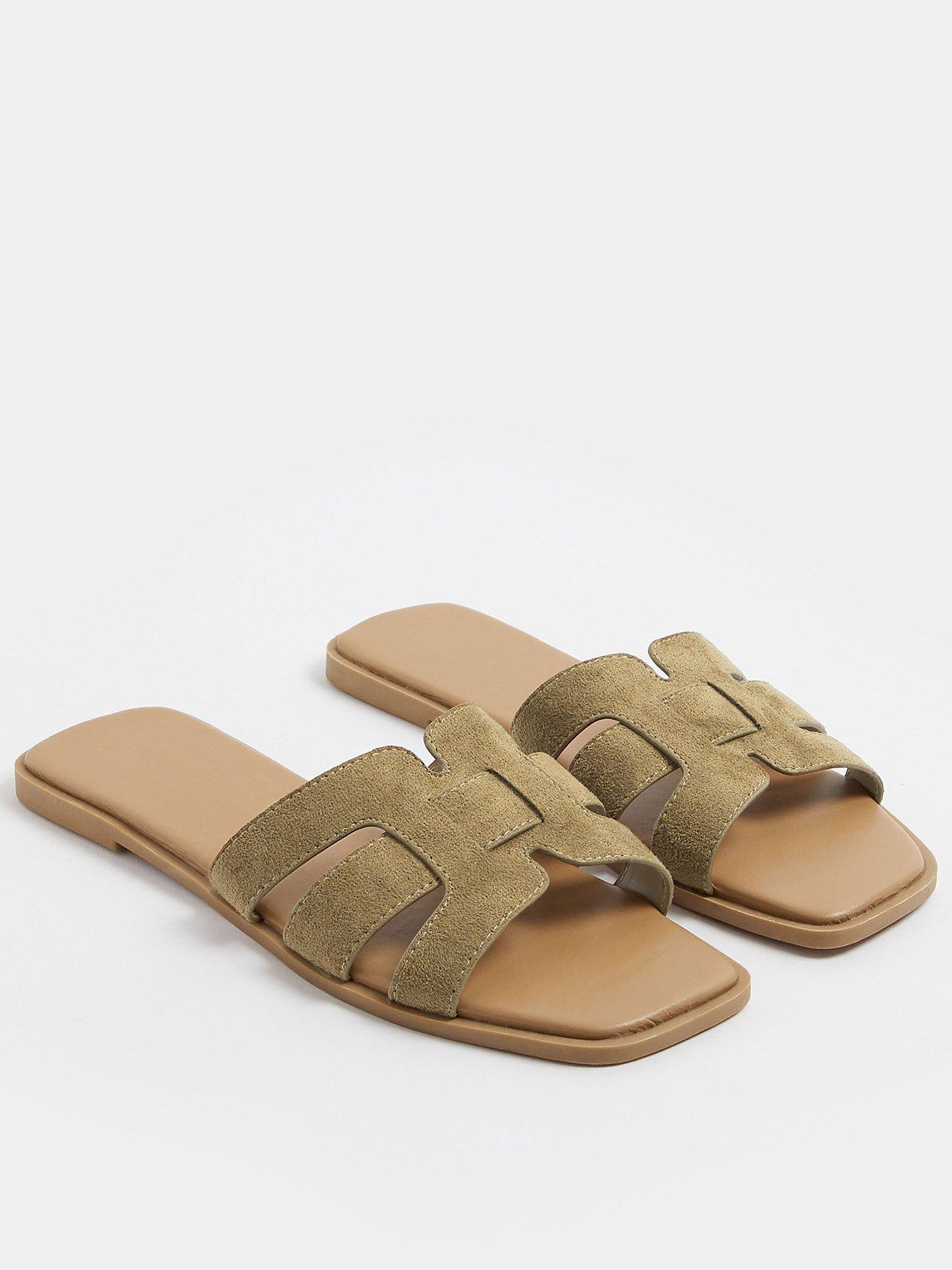 yours-extra-wide-fit-cut-out-mule-sandal-greenstillFront