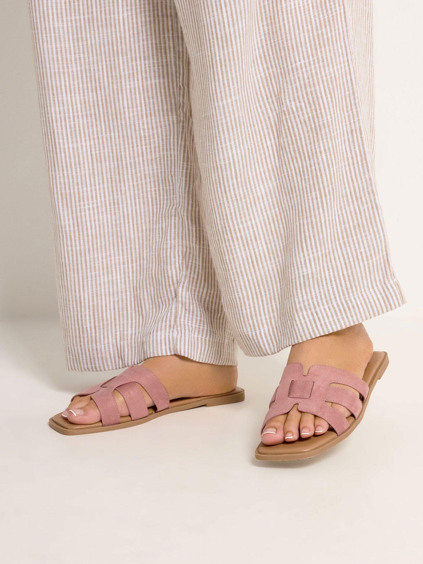 yours-wide-fit-cut-out-mule-sandal-pinkfront