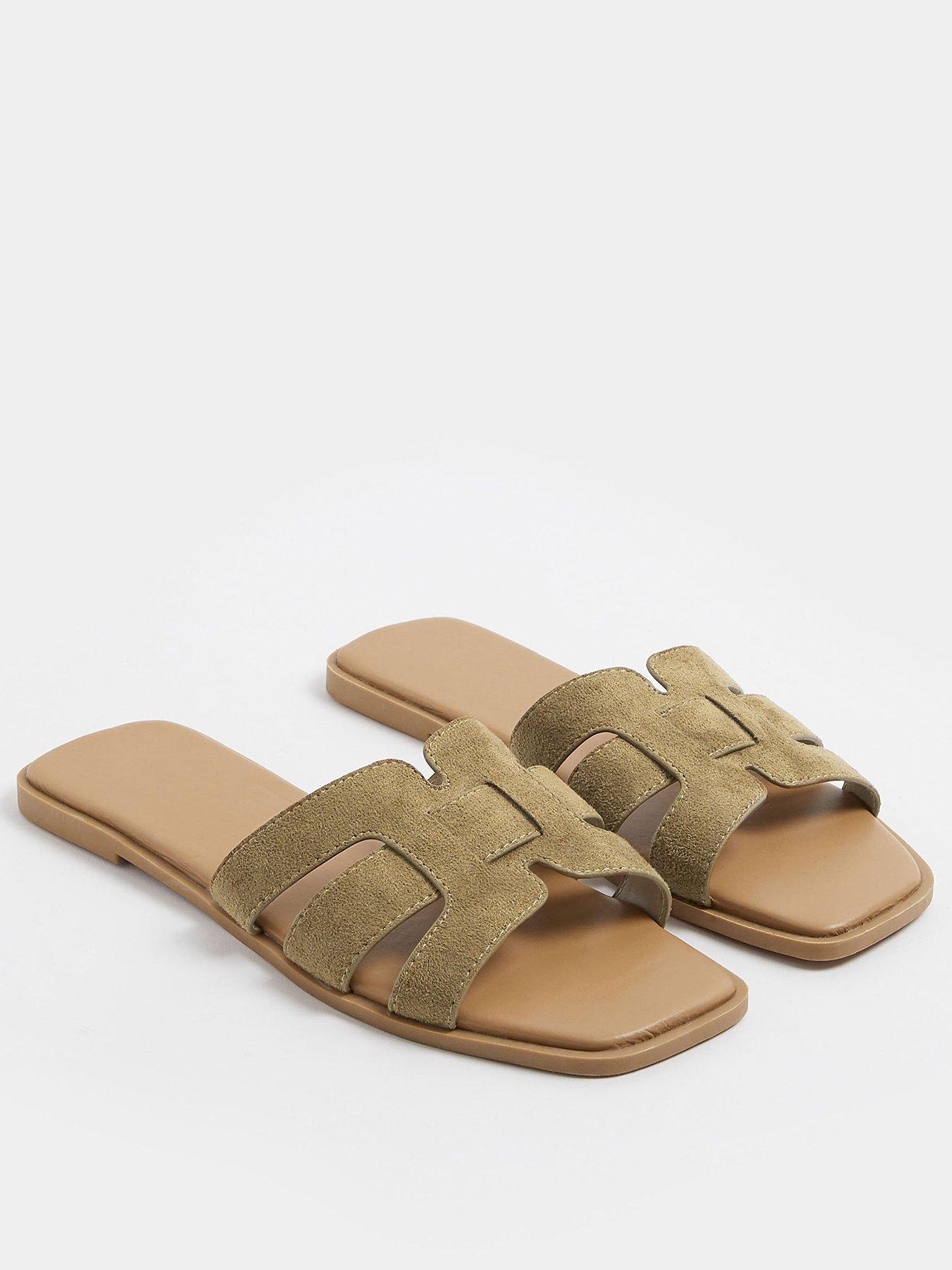 Image 2 of 4 of Yours Wide Fit Cut Out Mule Sandal - Khaki Green