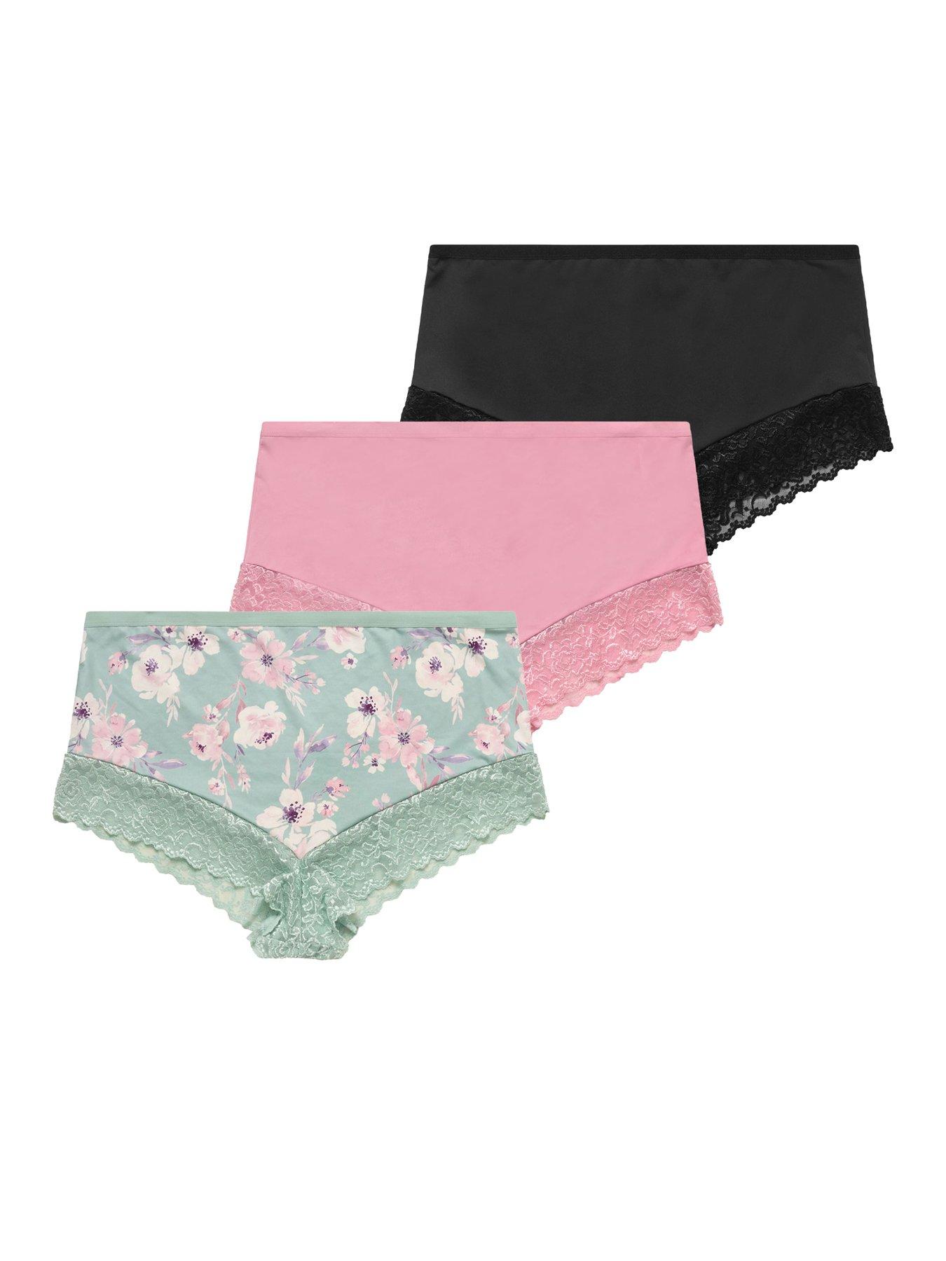 Image 5 of 5 of Yours Curve 3 Pack Lace Trim Printed Full Briefs