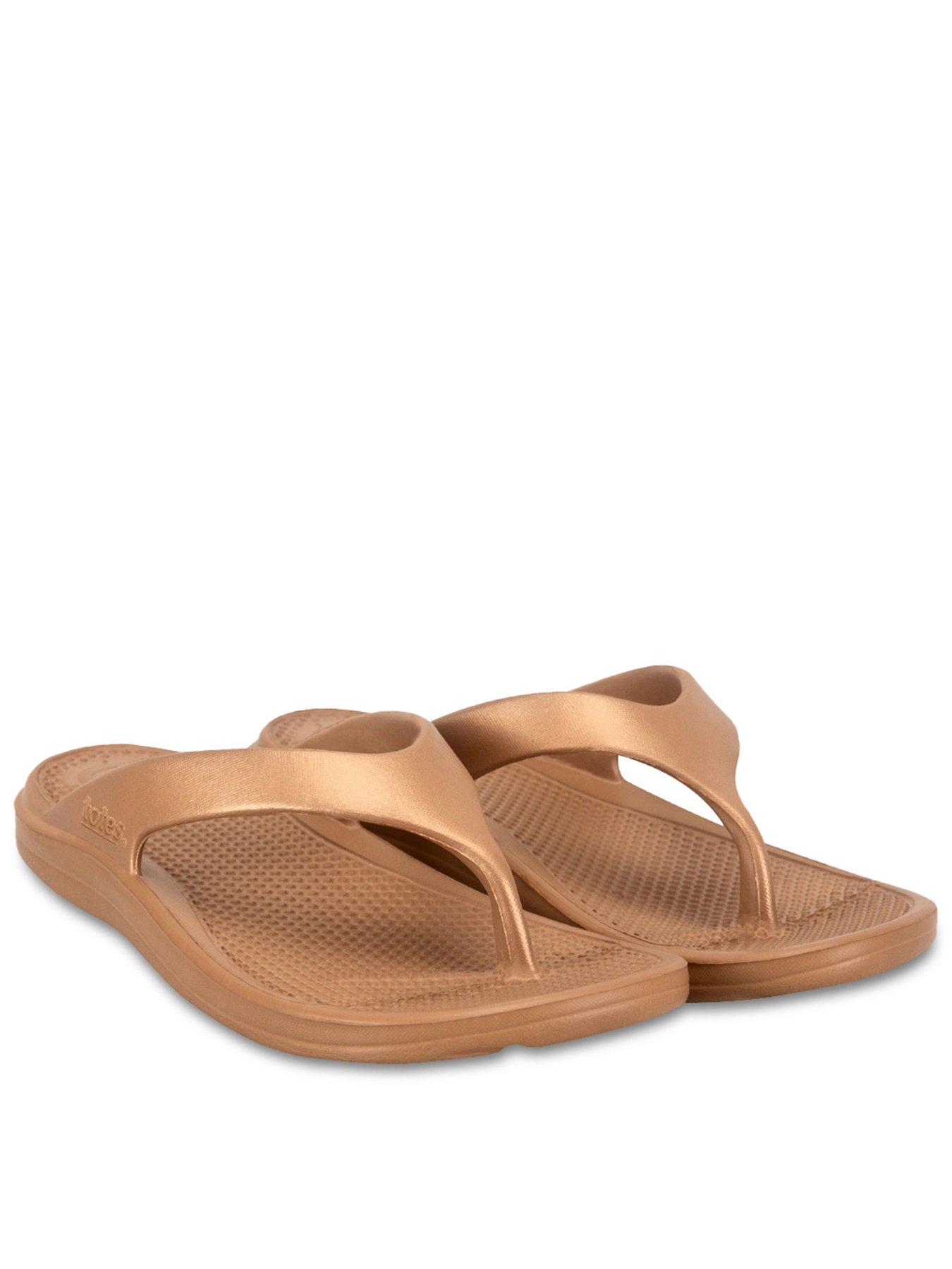 TOTES Totes Solbounce Ladies Toe Post - Gold Metallic