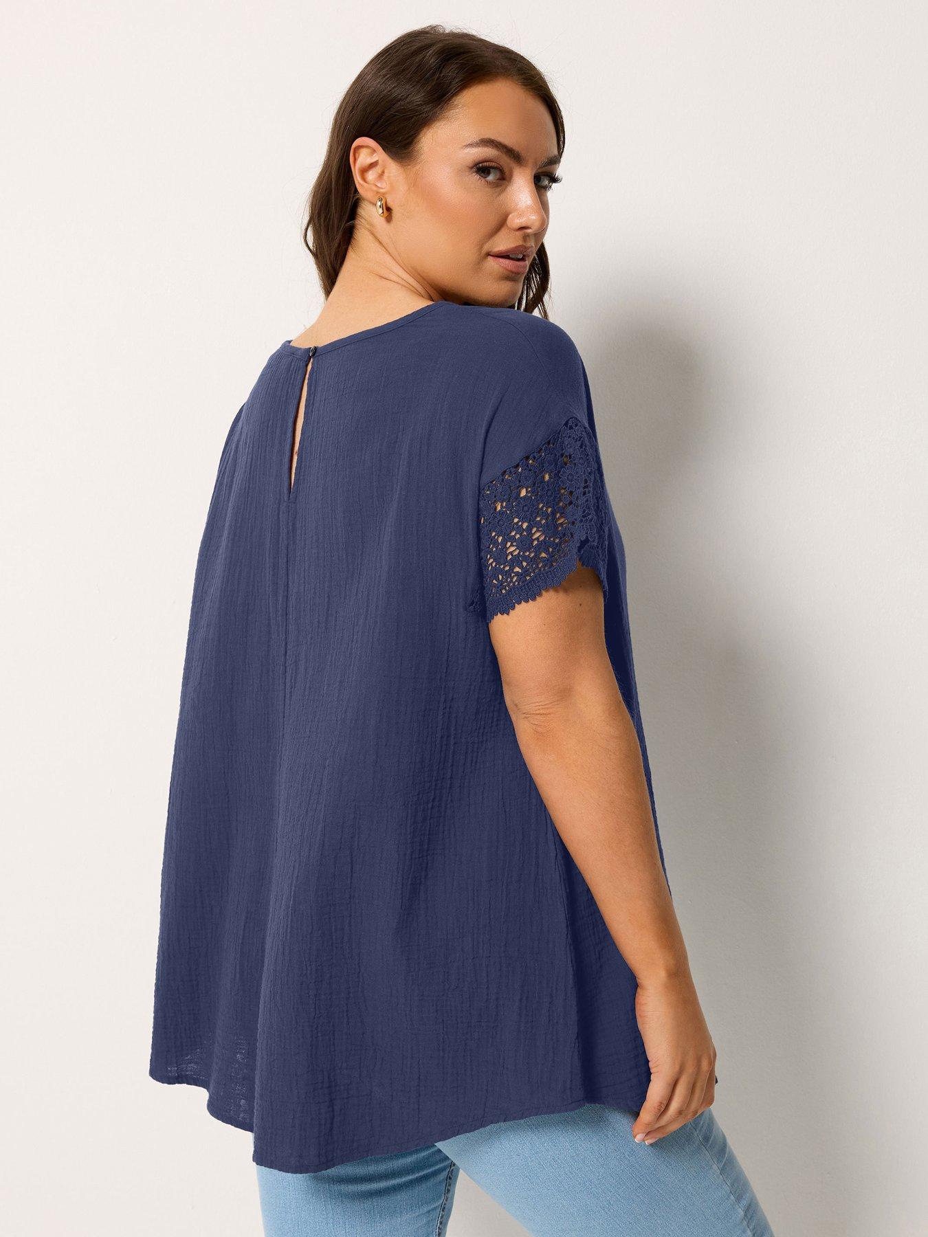 Image 2 of 5 of Yours Curve Cheesecloth Crochet Top