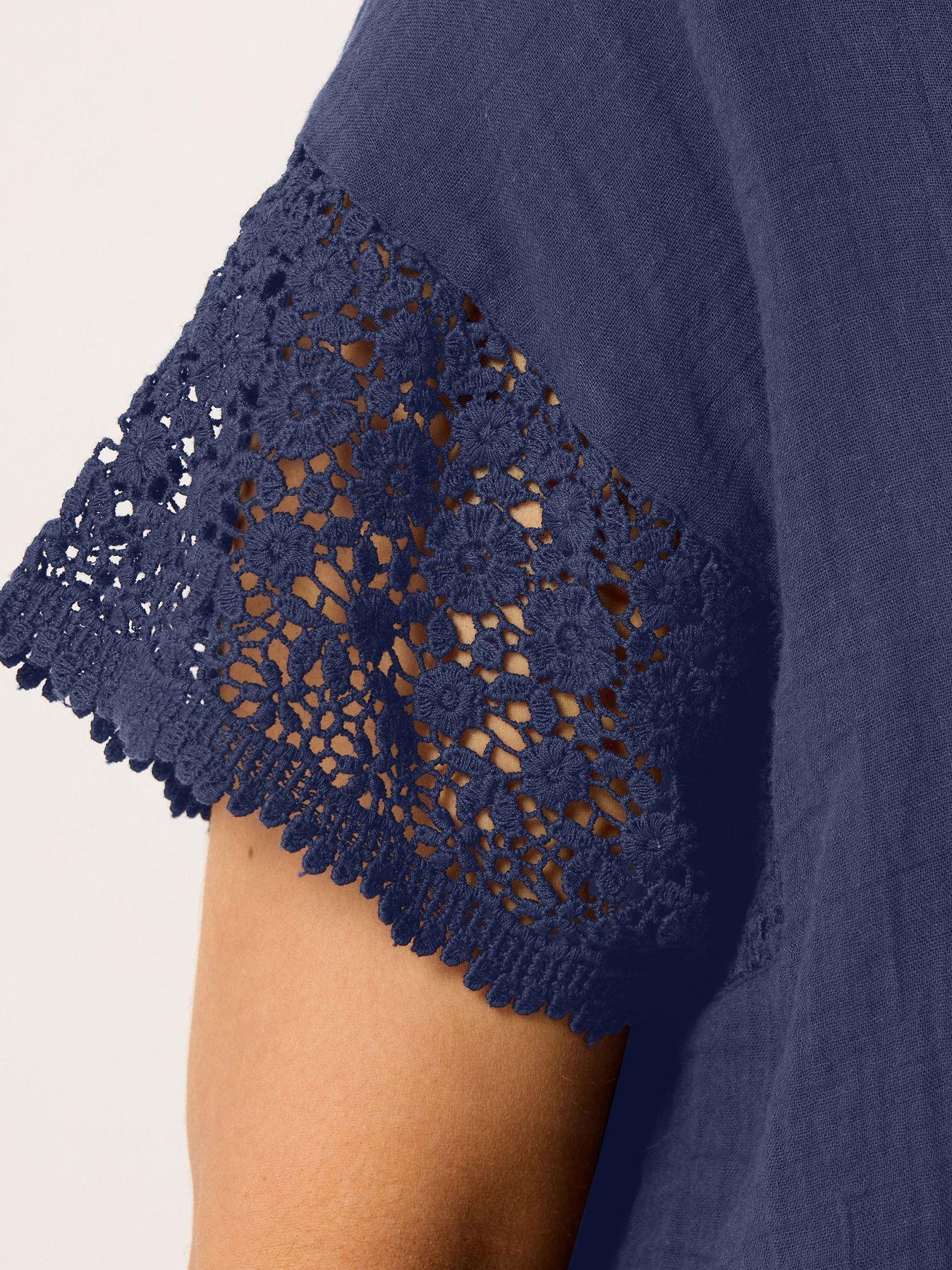 Image 4 of 5 of Yours Curve Cheesecloth Crochet Top