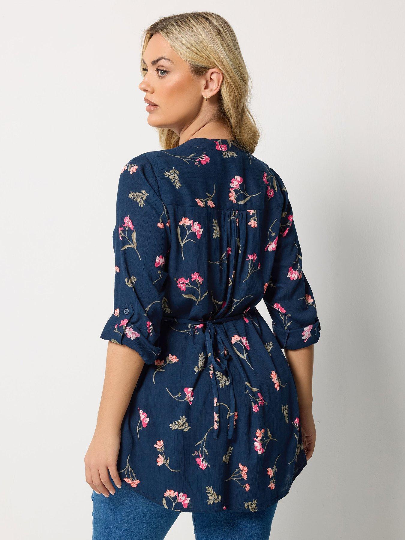 yours-curve-floral-pintuck-blouse-bluestillFront