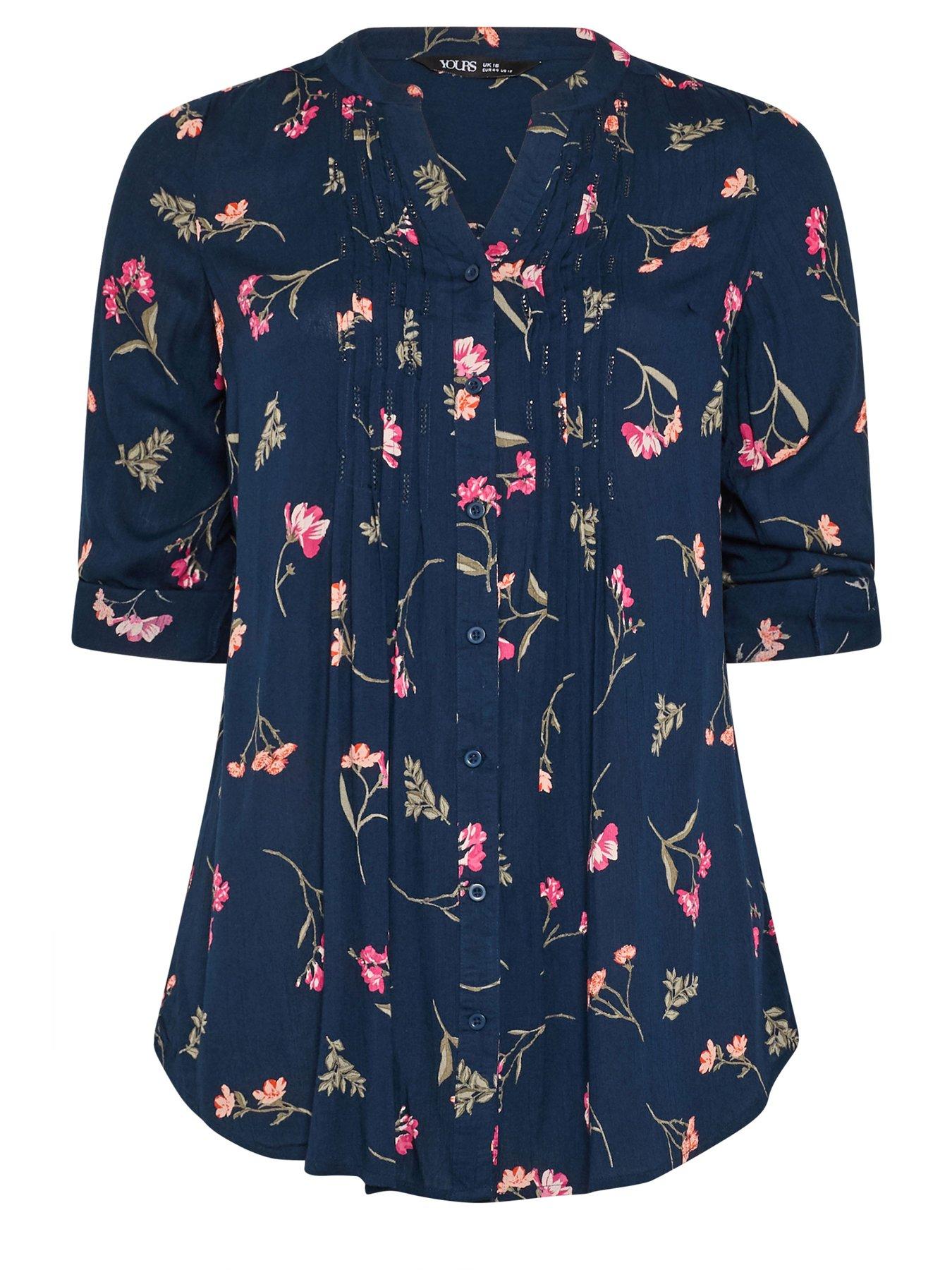 yours-curve-floral-pintuck-blouse-bluedetail