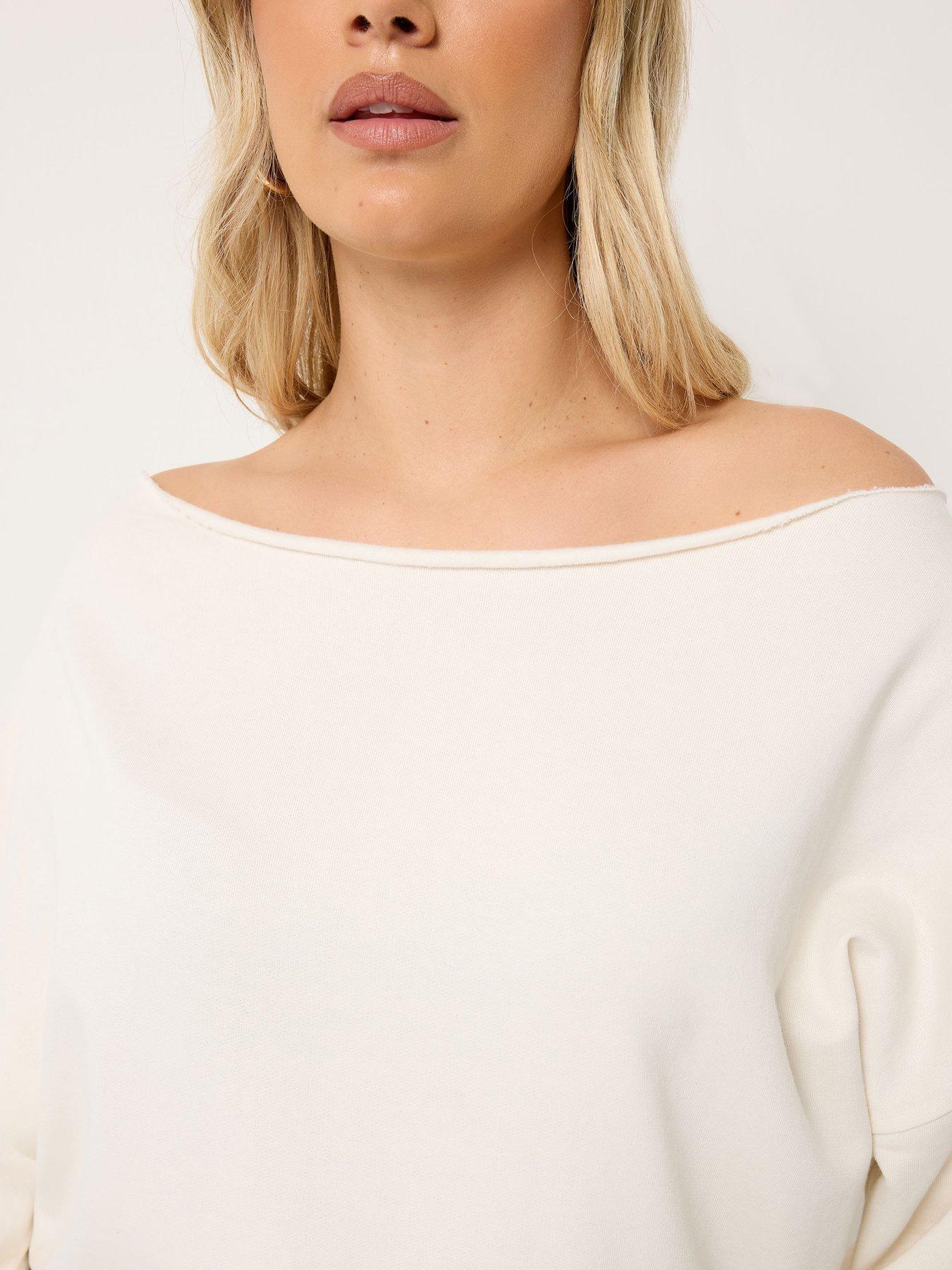 Image 4 of 5 of Yours Curve Off The Shoulder Sweatshirt - Cream