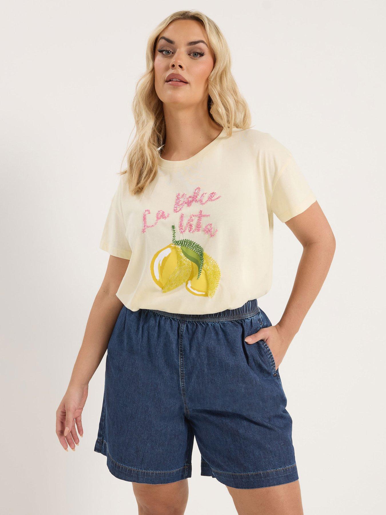 Yours Curve Denim Shorts - Blue