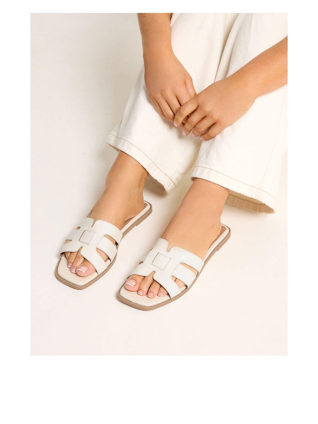 Image 1 of 4 of Yours Wide Fit Cut Out Mule Sandals - White