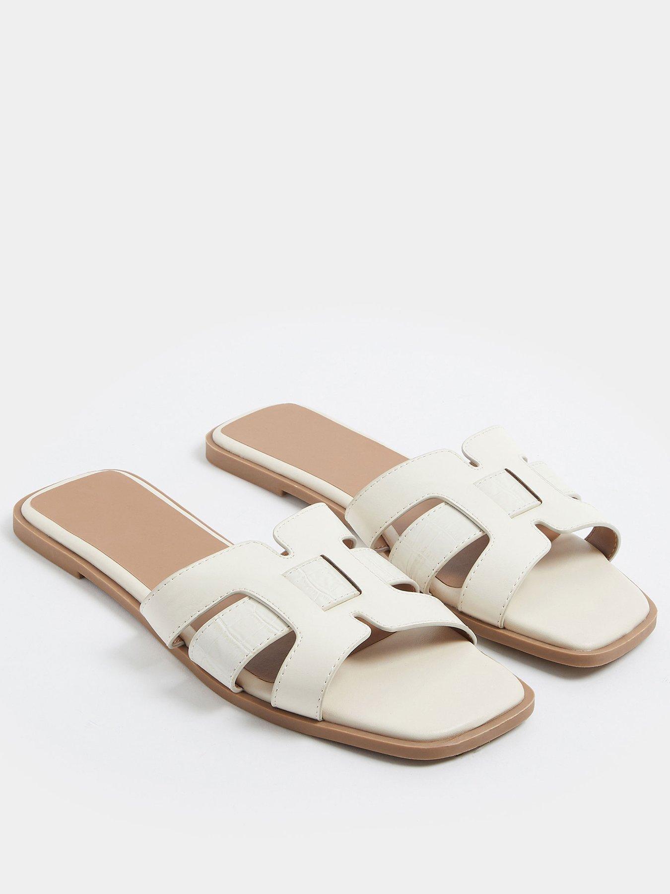 Image 2 of 4 of Yours Wide Fit Cut Out Mule Sandals - White