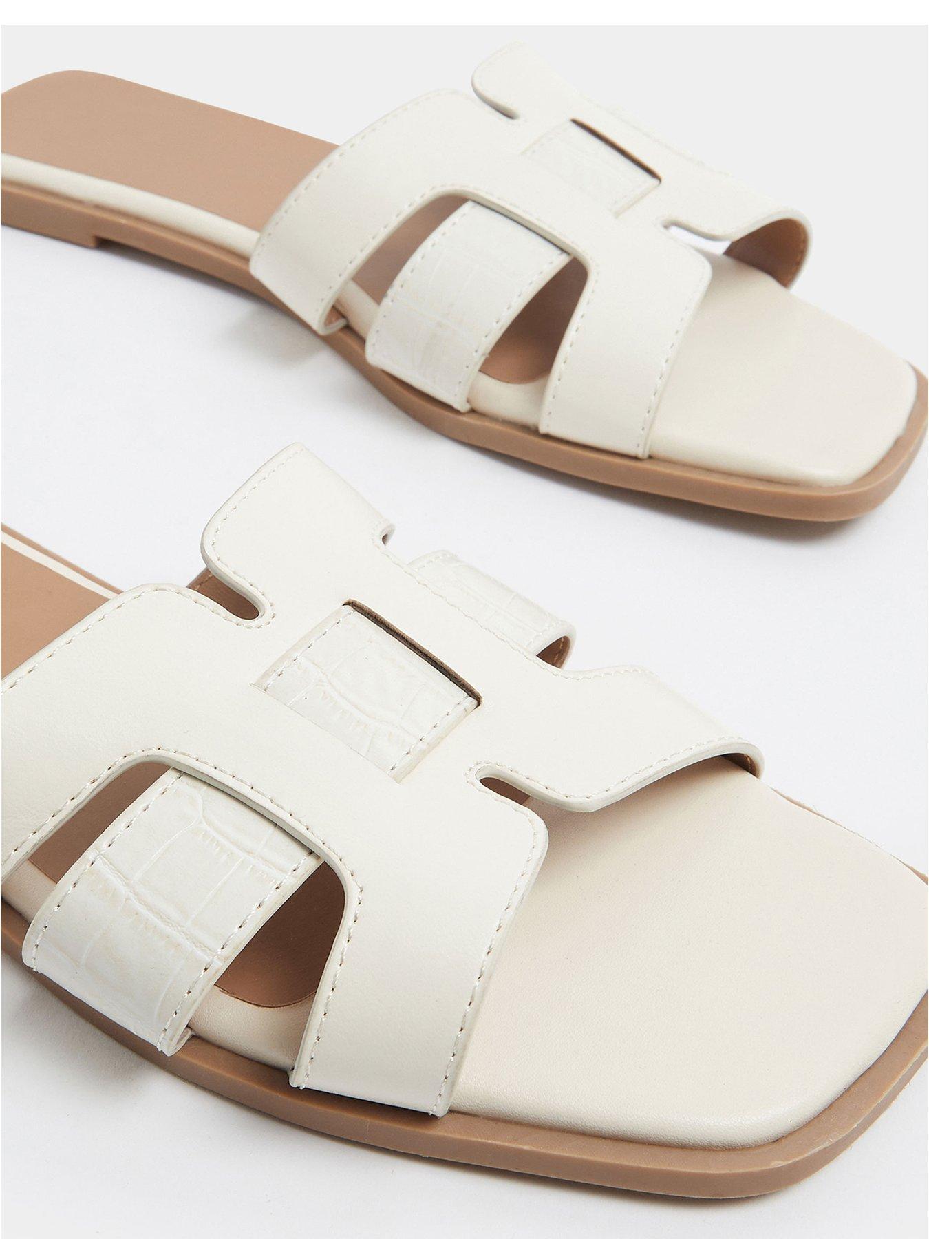 Image 4 of 4 of Yours Wide Fit Cut Out Mule Sandals - White