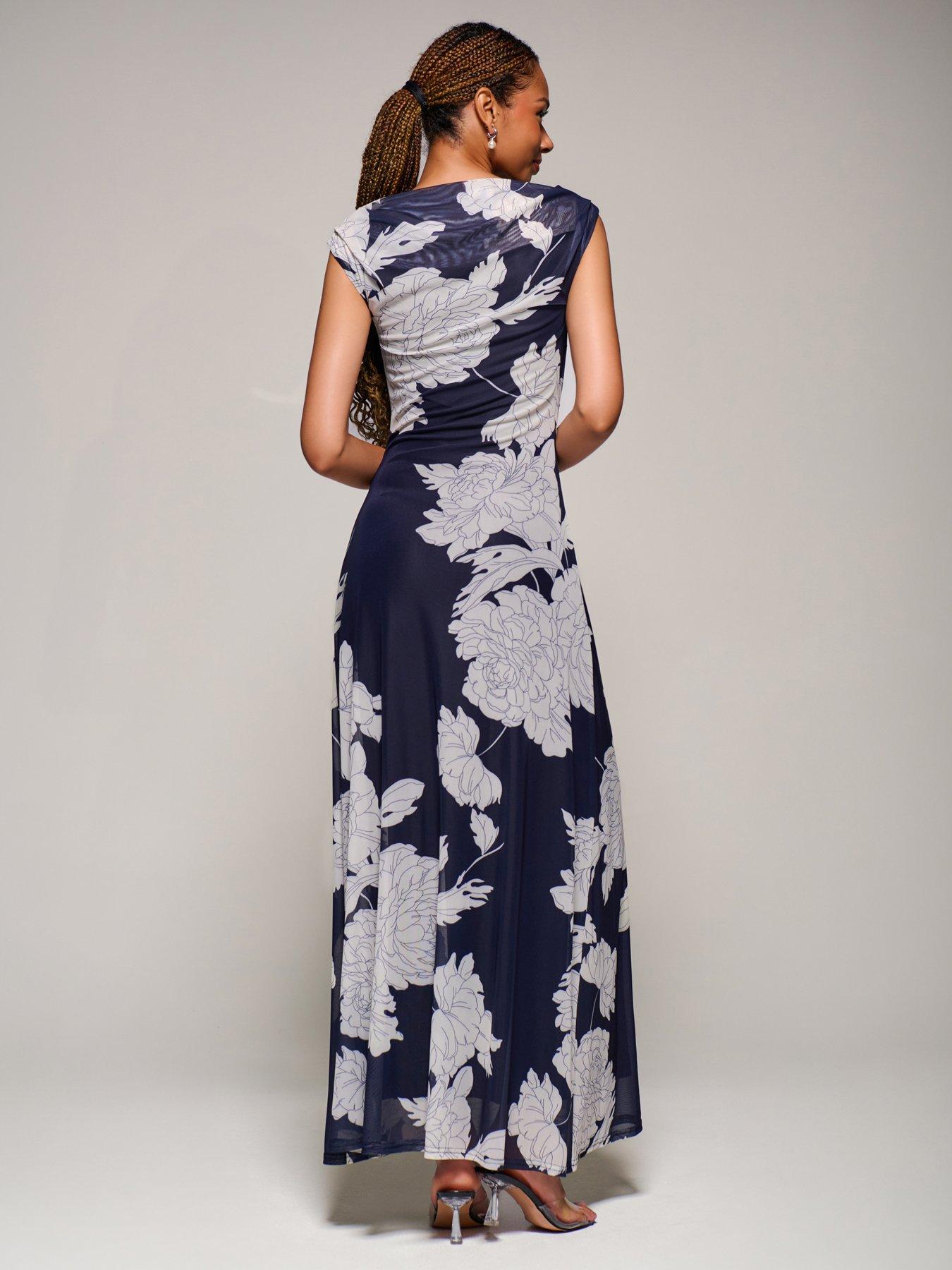 Image 2 of 7 of Jolie Moi Multiway Neckline Mesh Maxi Dress