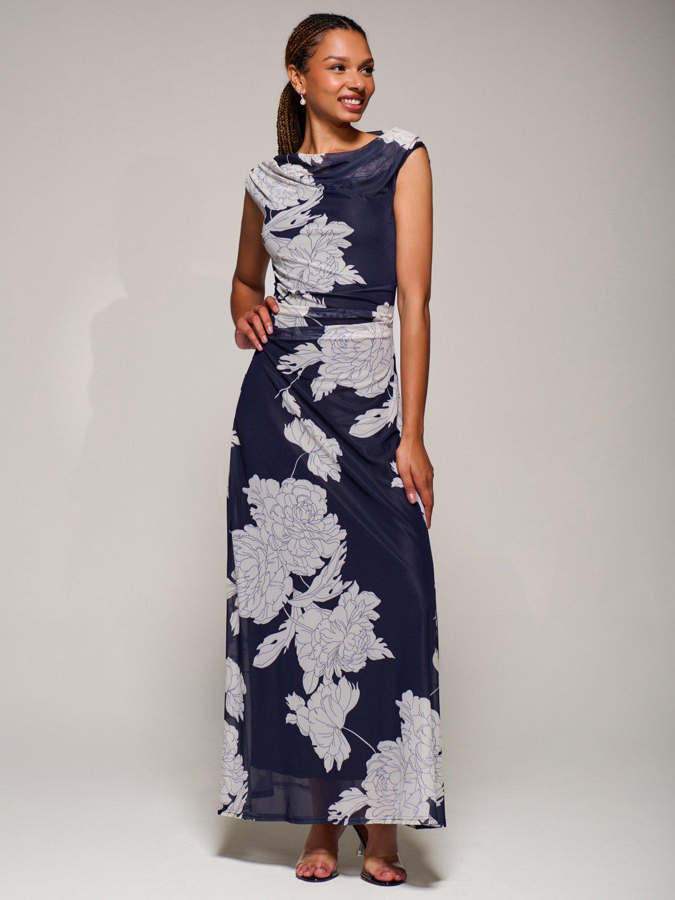 Image 3 of 7 of Jolie Moi Multiway Neckline Mesh Maxi Dress