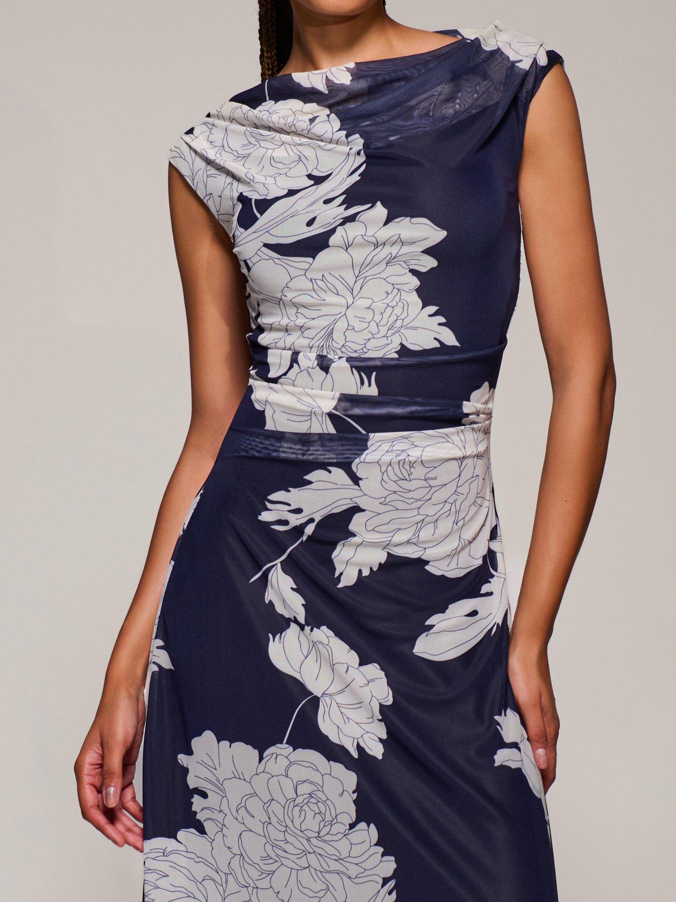 Image 4 of 7 of Jolie Moi Multiway Neckline Mesh Maxi Dress
