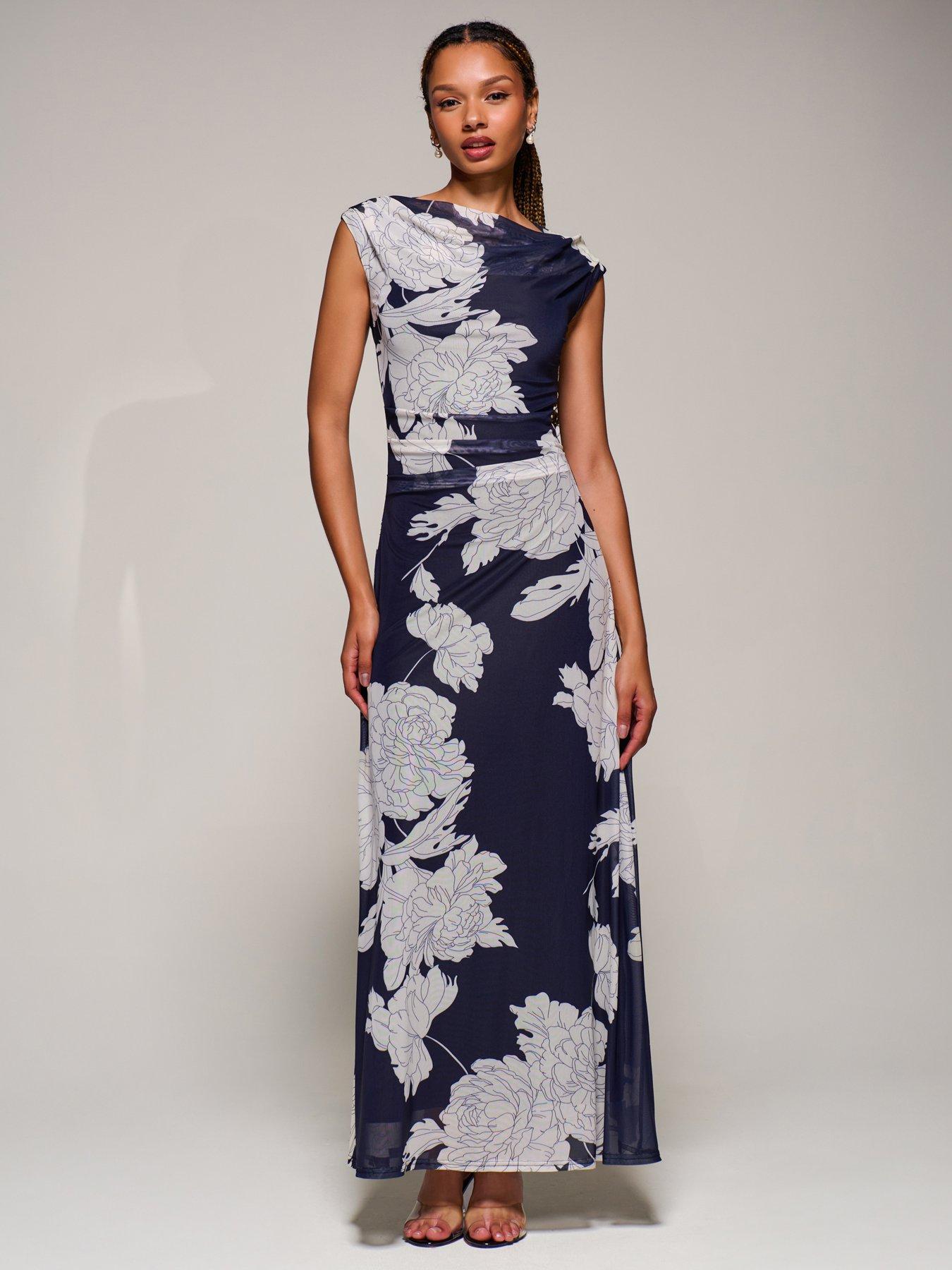 Image 5 of 7 of Jolie Moi Multiway Neckline Mesh Maxi Dress