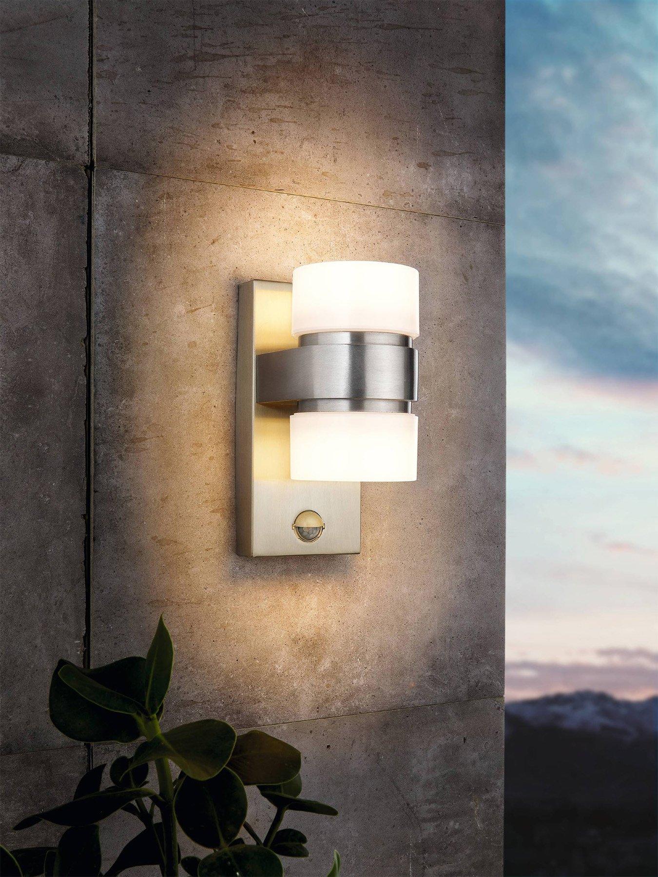 eglo-atollari-led-2-light-silver-exterior-wall-lightfront