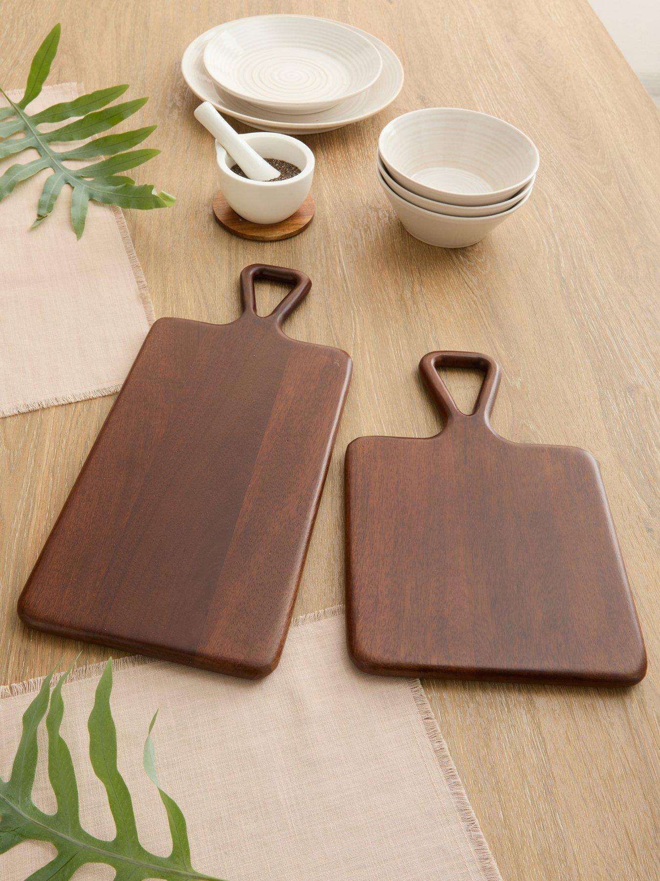 Michelle Keegan Home Set Of 2 Mango Wood Walnut Rectangular Chopping Board