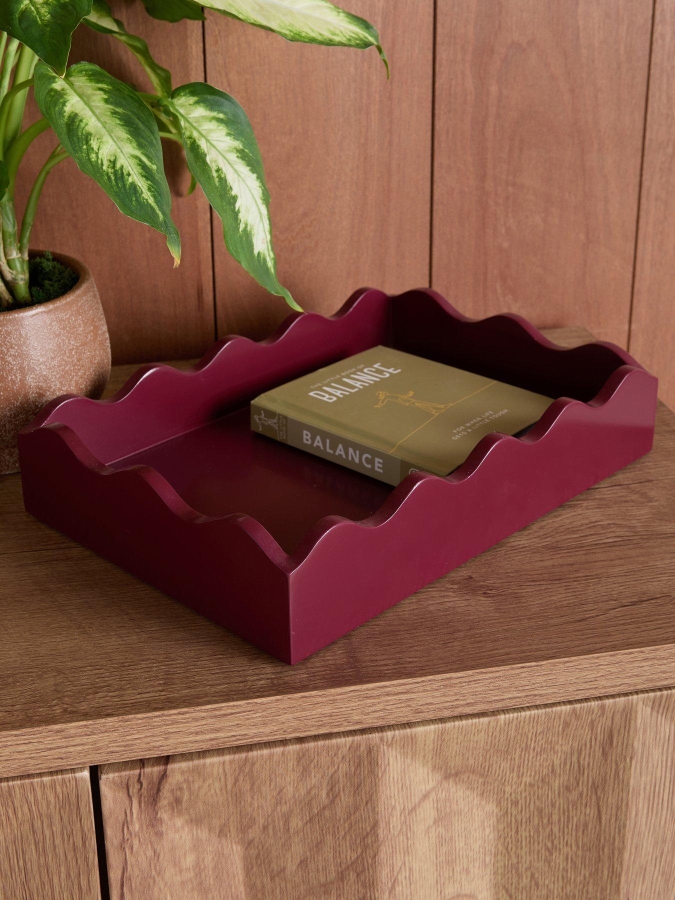 Image 1 of 7 of The Very Collection Wavy Edge Tray - Burgundy