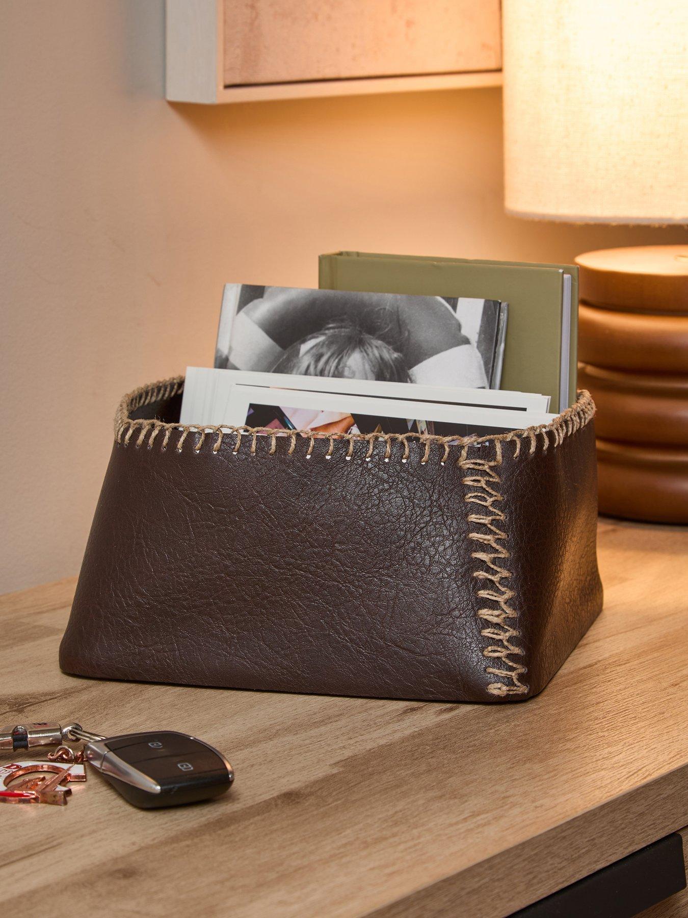 The Very Collection Leather Storage With Jute Stitching Medium