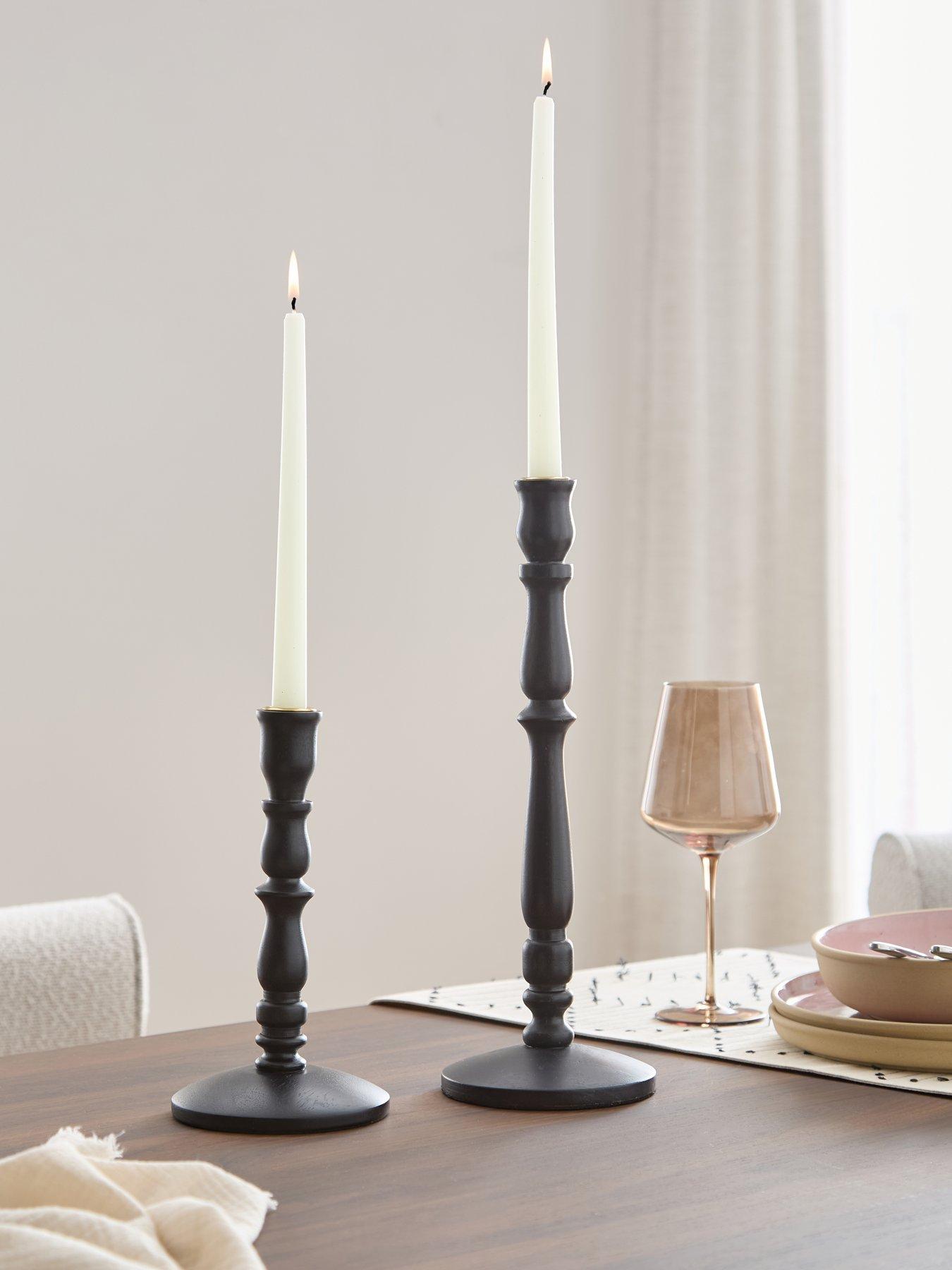 The Very Collection Set Of 2 Black Wooden Candle Holder