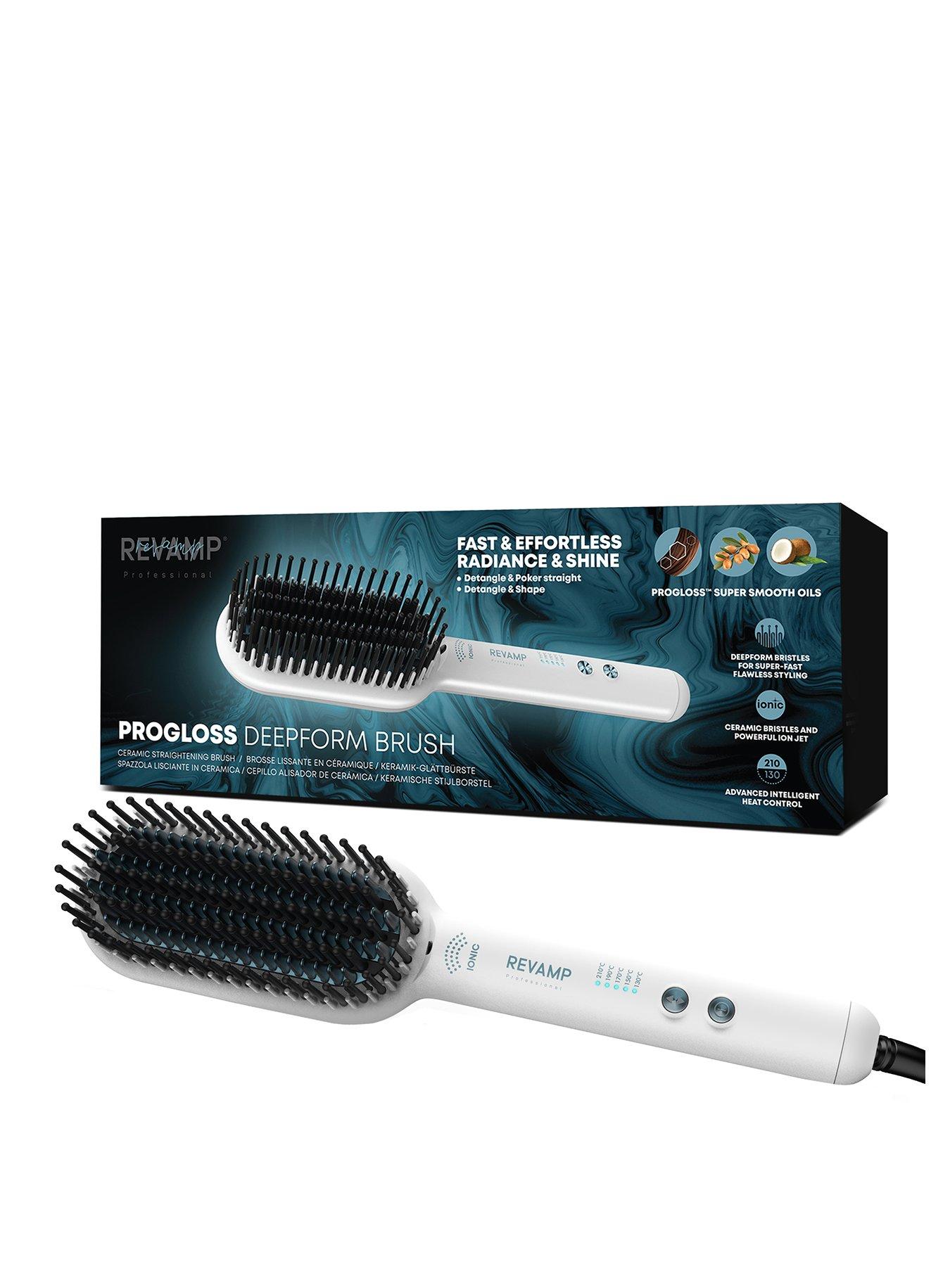 Image 1 of 7 of Revamp Deepform Ceramic Straightening Hot Brush - White
