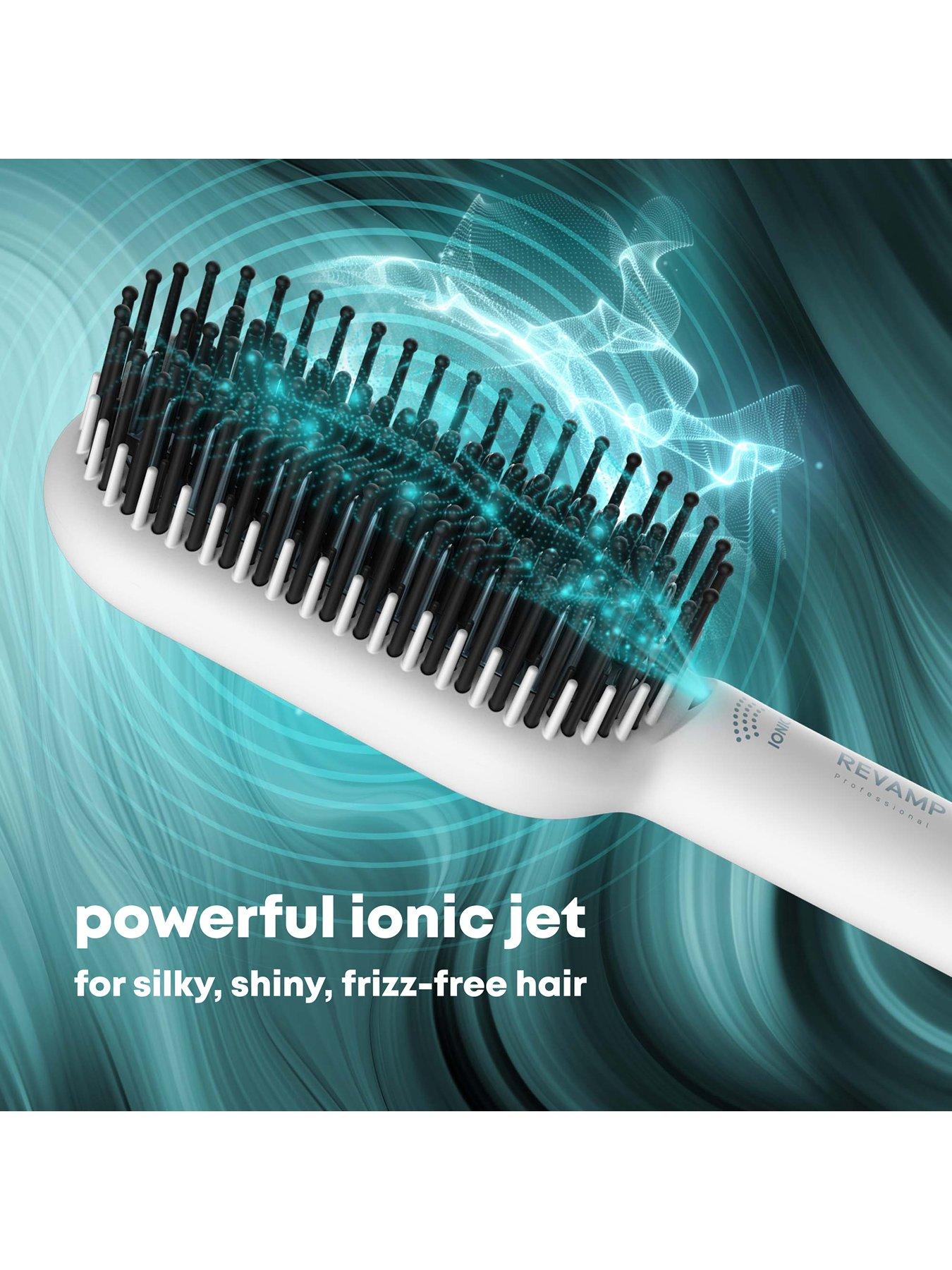 Image 3 of 7 of Revamp Deepform Ceramic Straightening Hot Brush - White