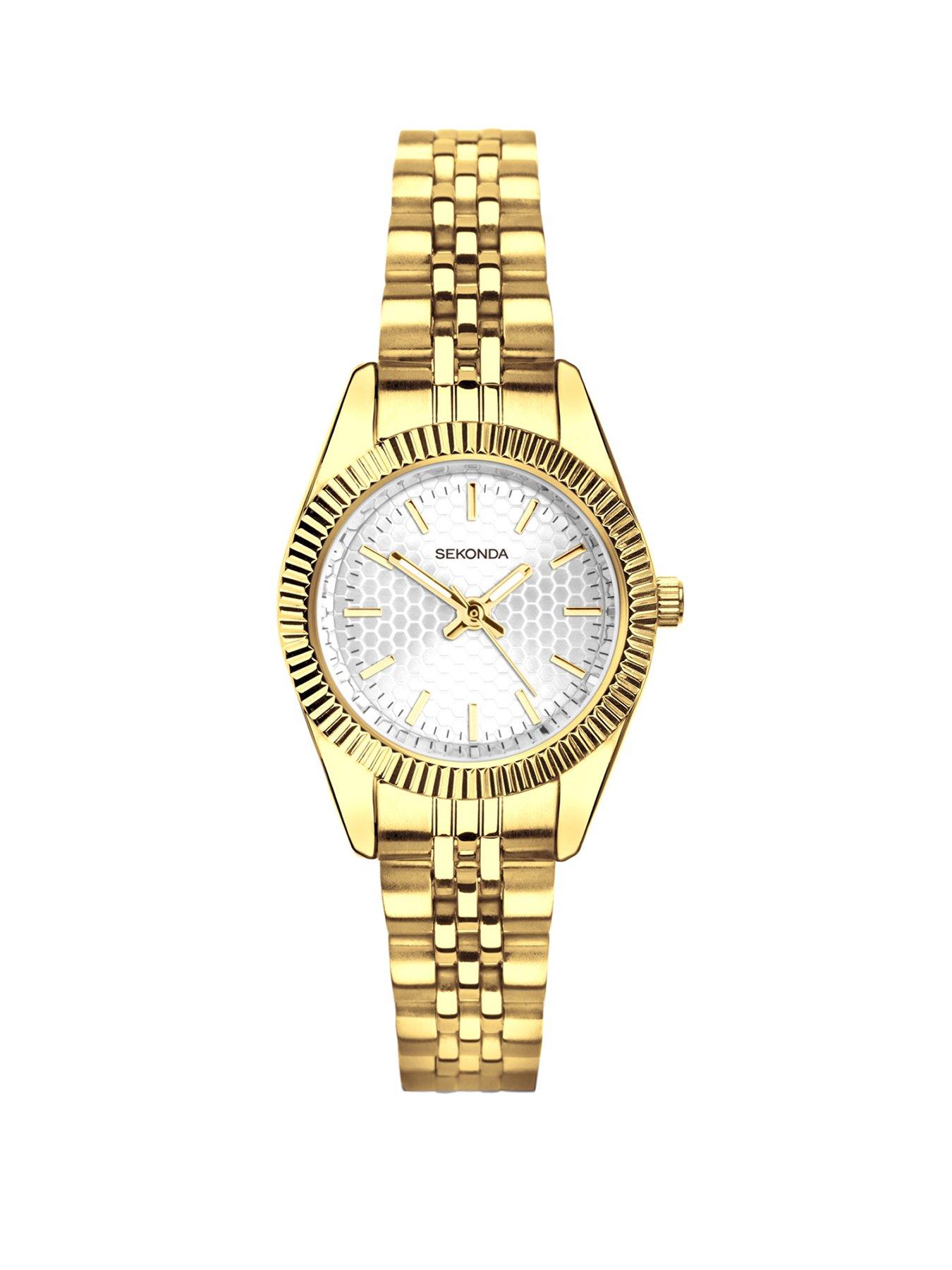 Sekonda Sekonda Womens Francis Gold Stainless Steel Strap with Silver White Dial Analogue Watch
