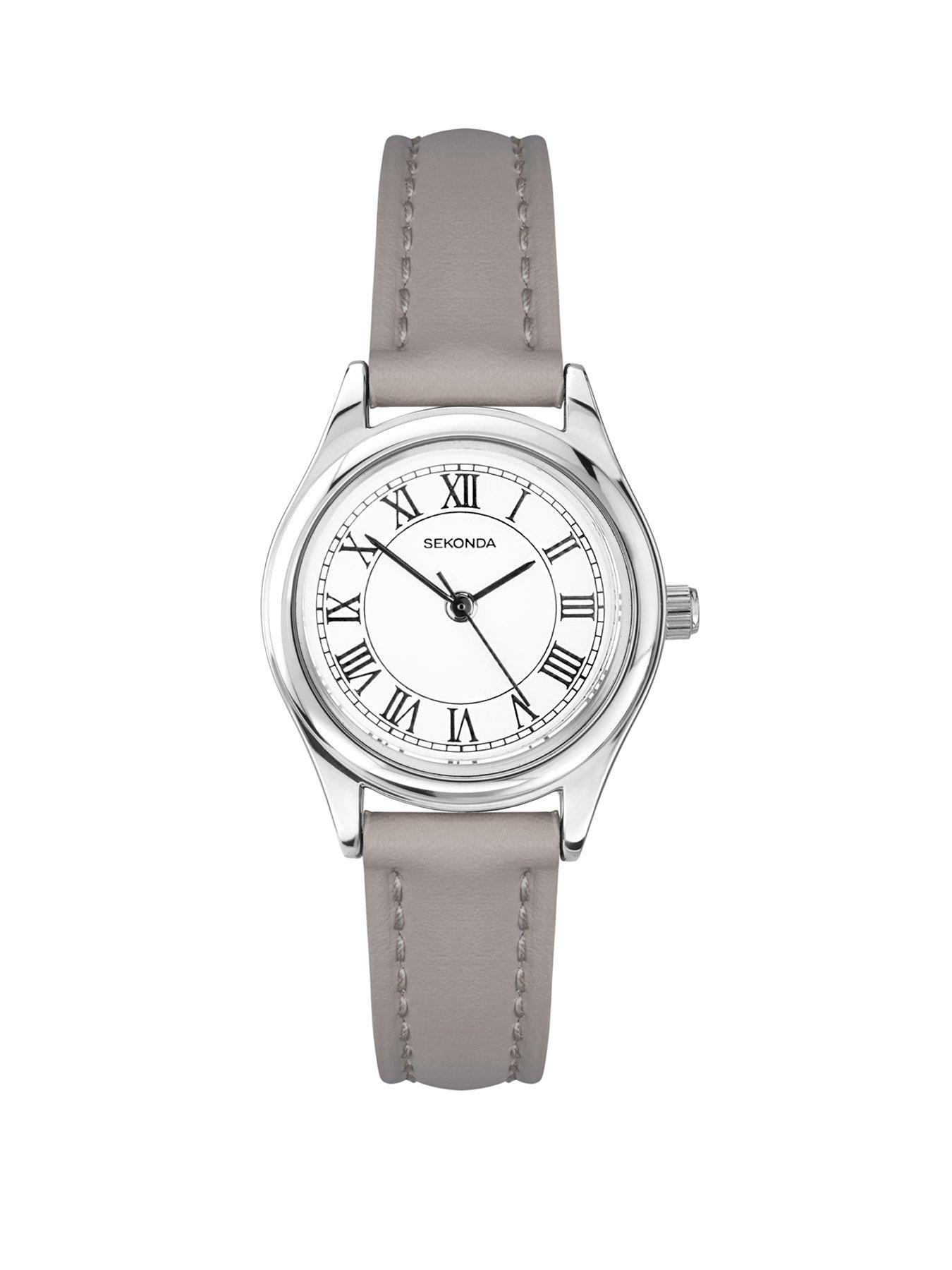 Sekonda Sekonda Womens Evans Grey Leather Strap with White Dial Analogue Watch