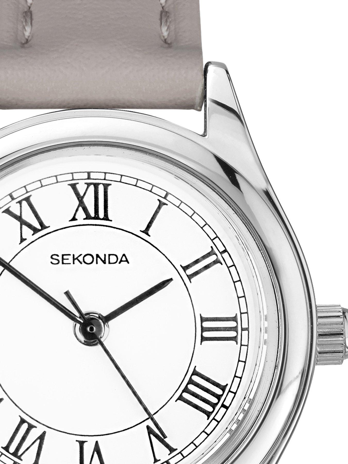 Image 3 of 6 of Sekonda Sekonda Womens Evans Grey Leather Strap with White Dial Analogue Watch