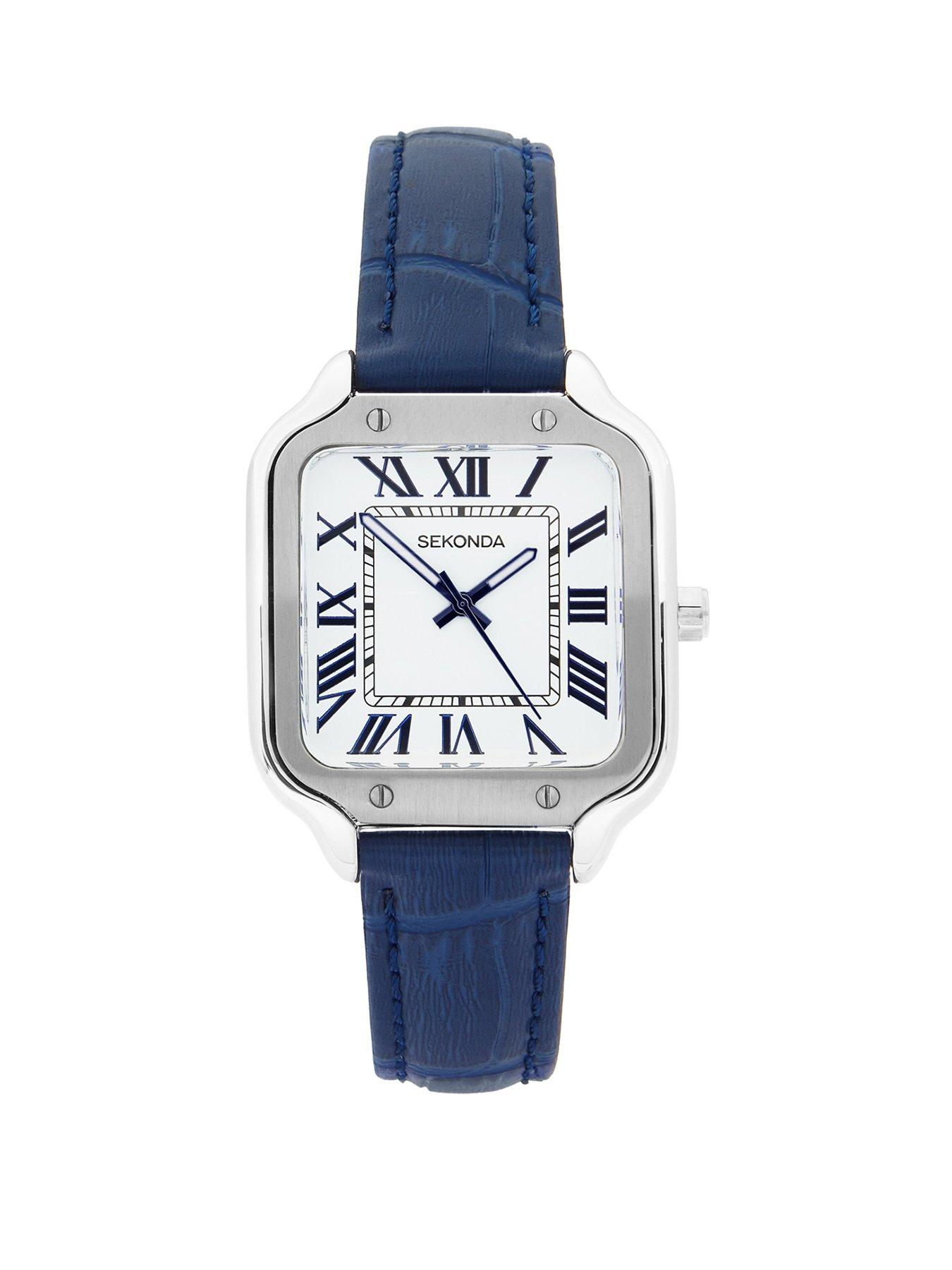 Sekonda Sekonda Womens Rene Blue Leather Strap with White Dial Analogue Watch