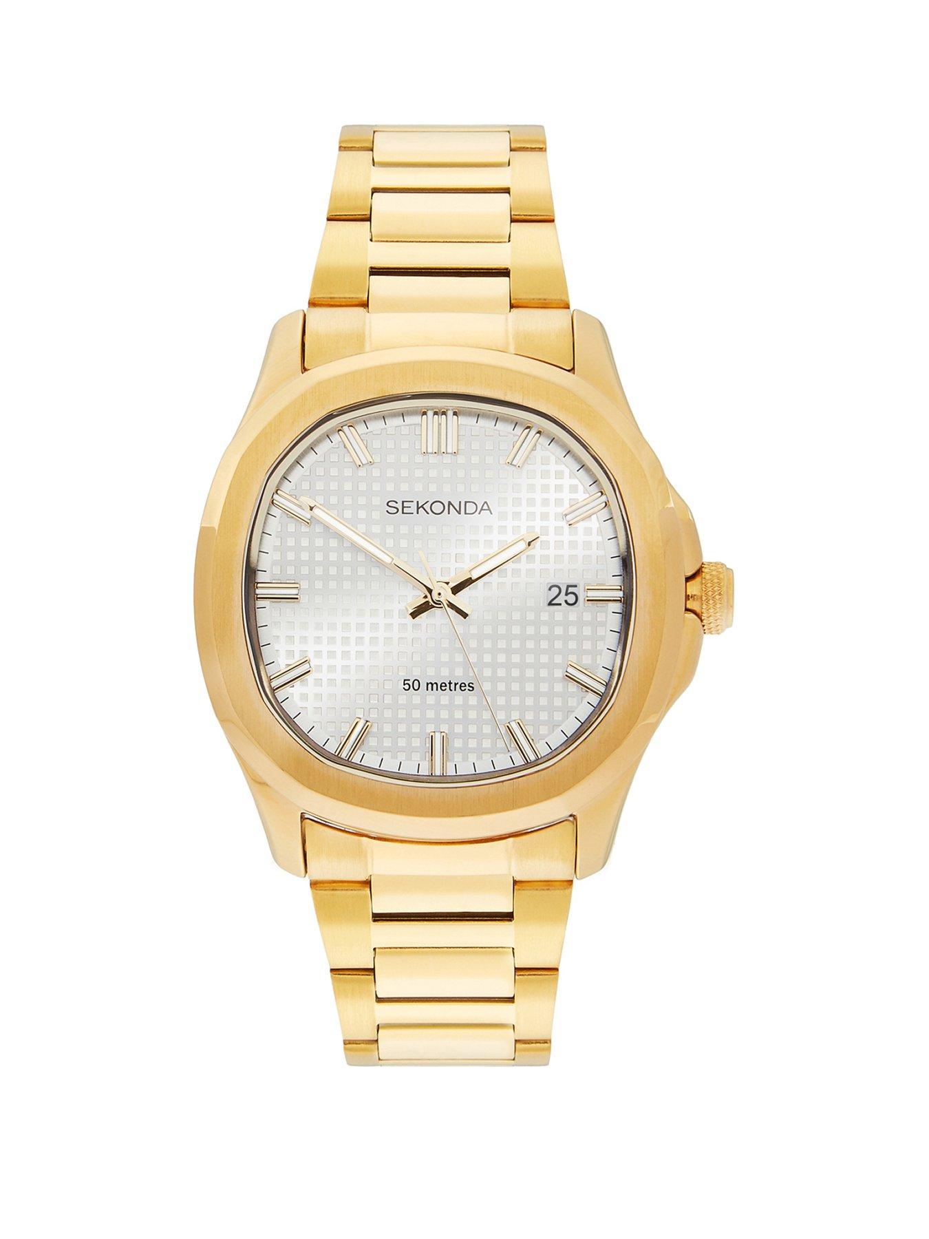 Sekonda Sekonda Mens Octaire Gold Stainless Steel Strap with Silver White Dial Analogue Watch